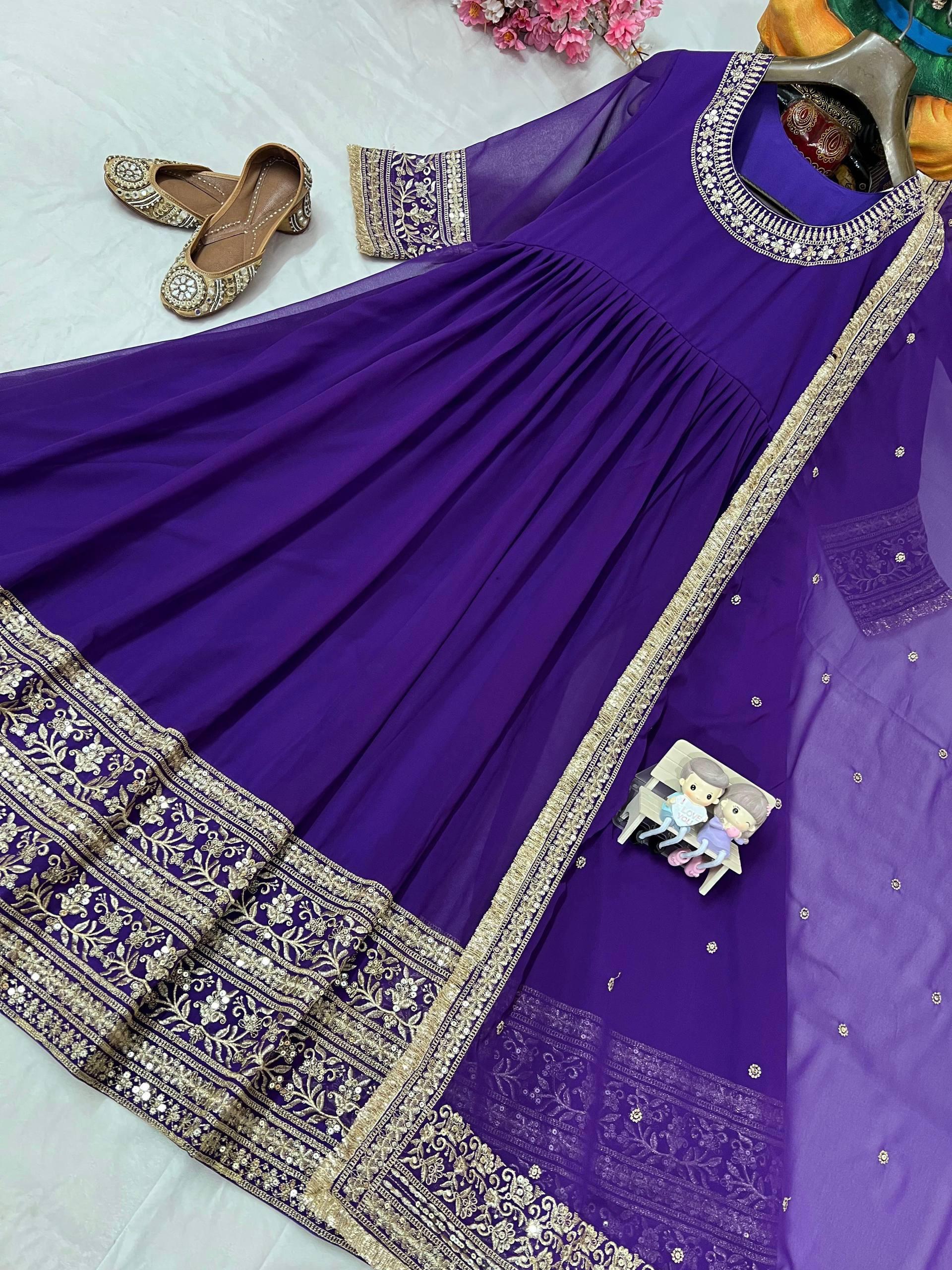 Designer Georgette Embroidered Anarkali Gown with Dupatta Designer Georgette Embroidered Anarkali Gown with Dupatta