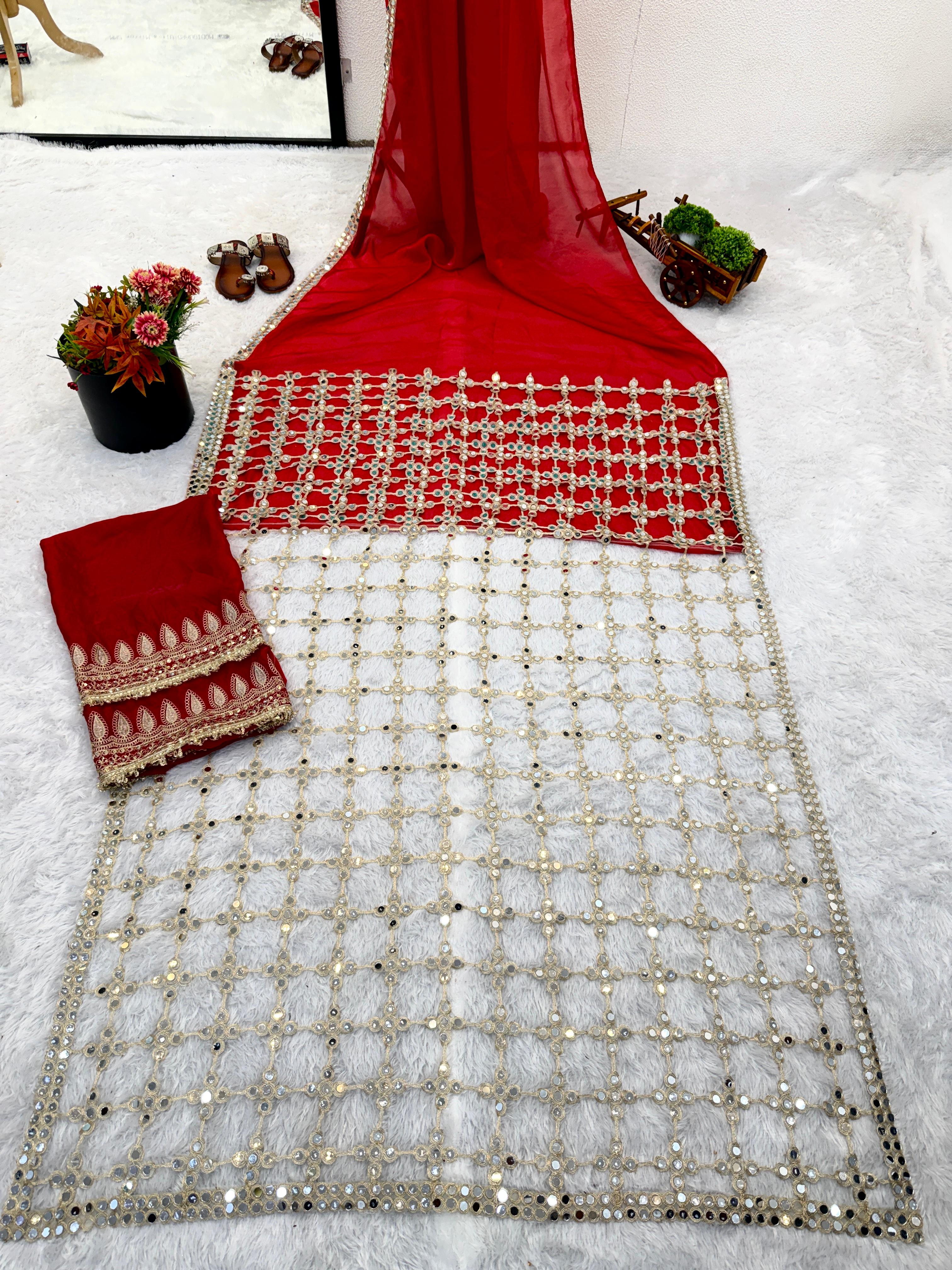 Designer Fendy Silk Saree with Real Mirror Work Designer Fendy Silk Saree with Real Mirror Work