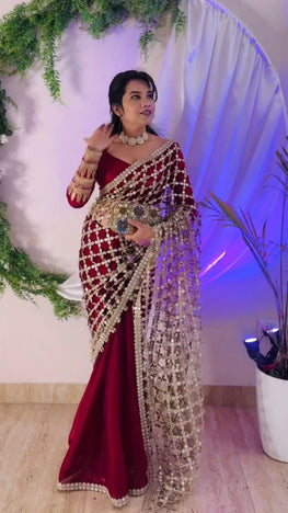 Designer Fendy Silk Saree with Real Mirror Work