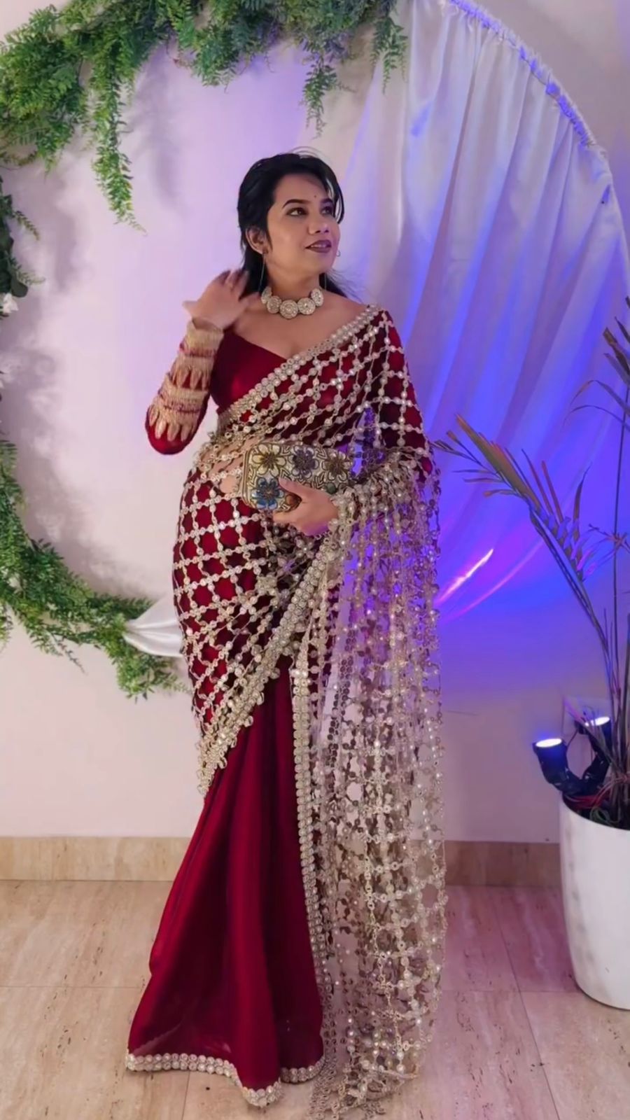 Designer Fendy Silk Saree with Real Mirror Work Designer Fendy Silk Saree with Real Mirror Work