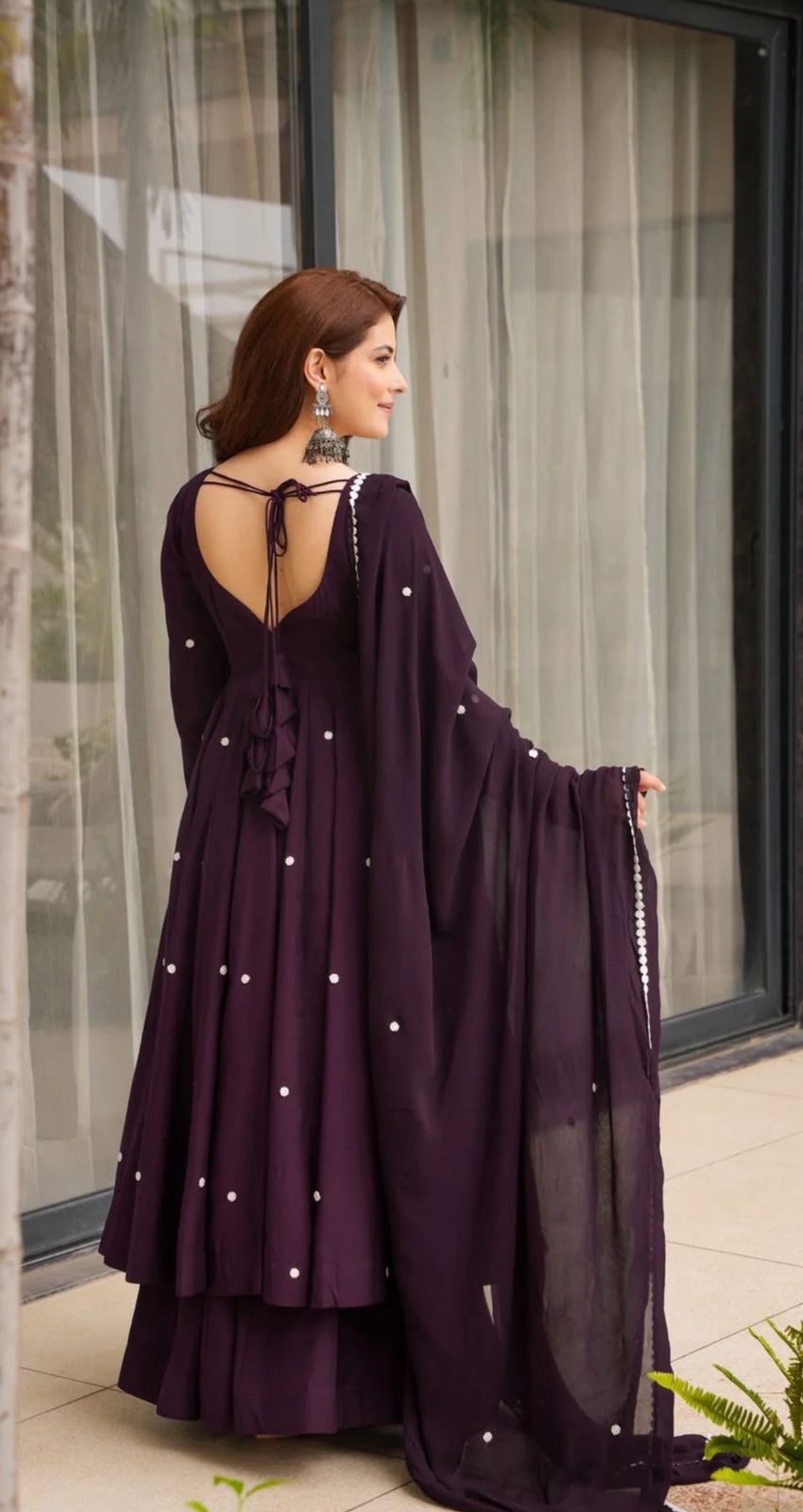 Designer Roman Silk Embroidered Anarkali Suit Set Designer Roman Silk Embroidered Anarkali Suit Set