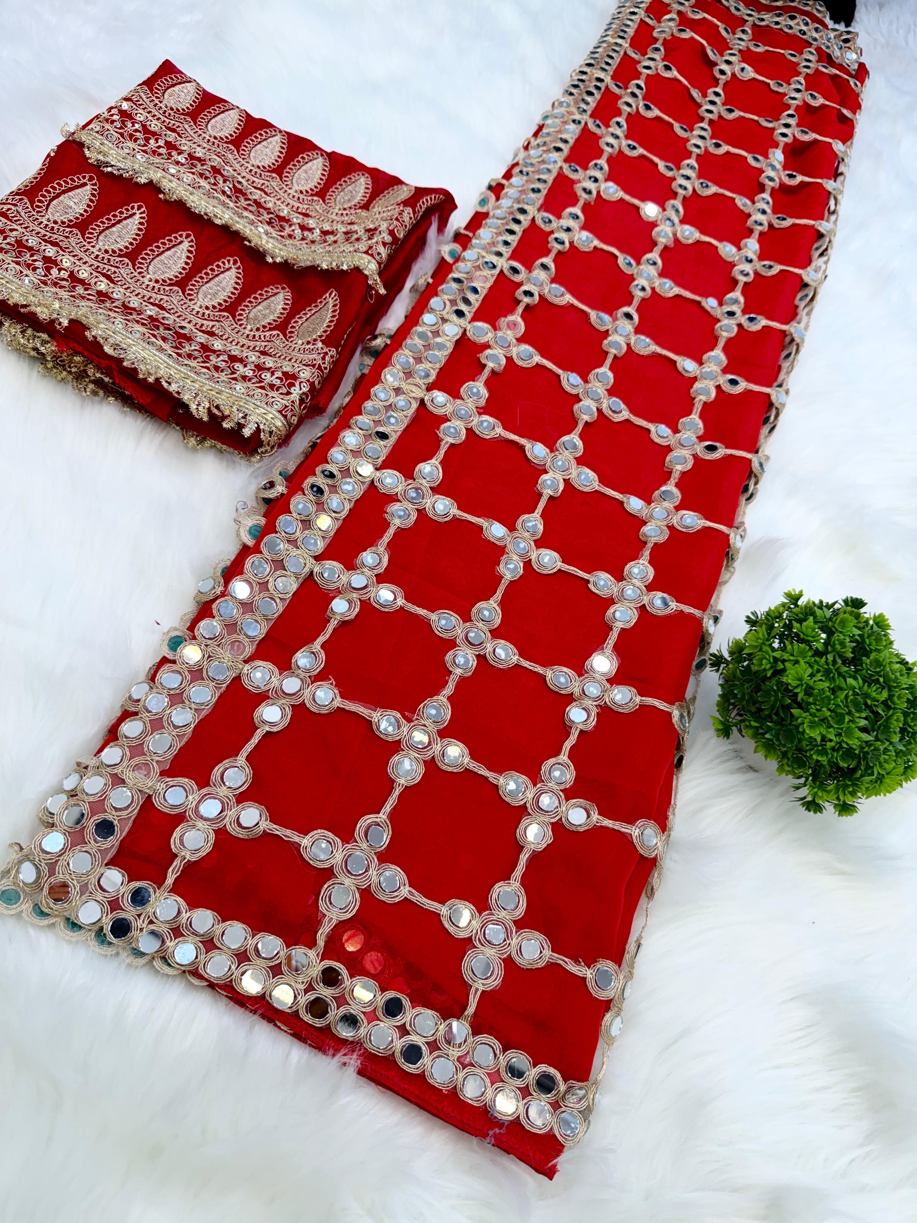 Designer Fendy Silk Saree with Real Mirror Work Designer Fendy Silk Saree with Real Mirror Work