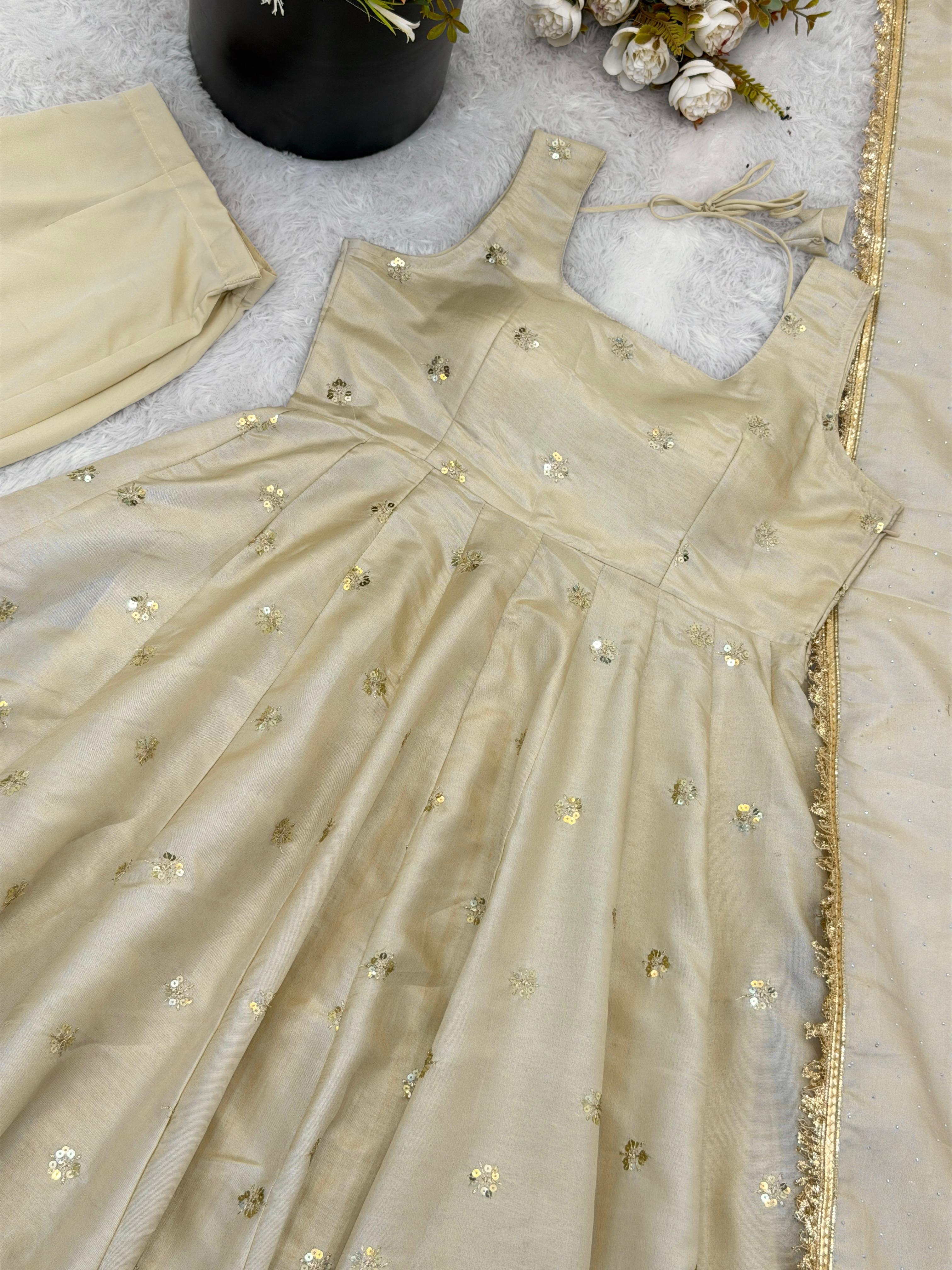 Designer Cosmos Gold Embroidered Gown Set (Code: 5325) Designer Cosmos Gold Embroidered Gown Set (Code: 5325)