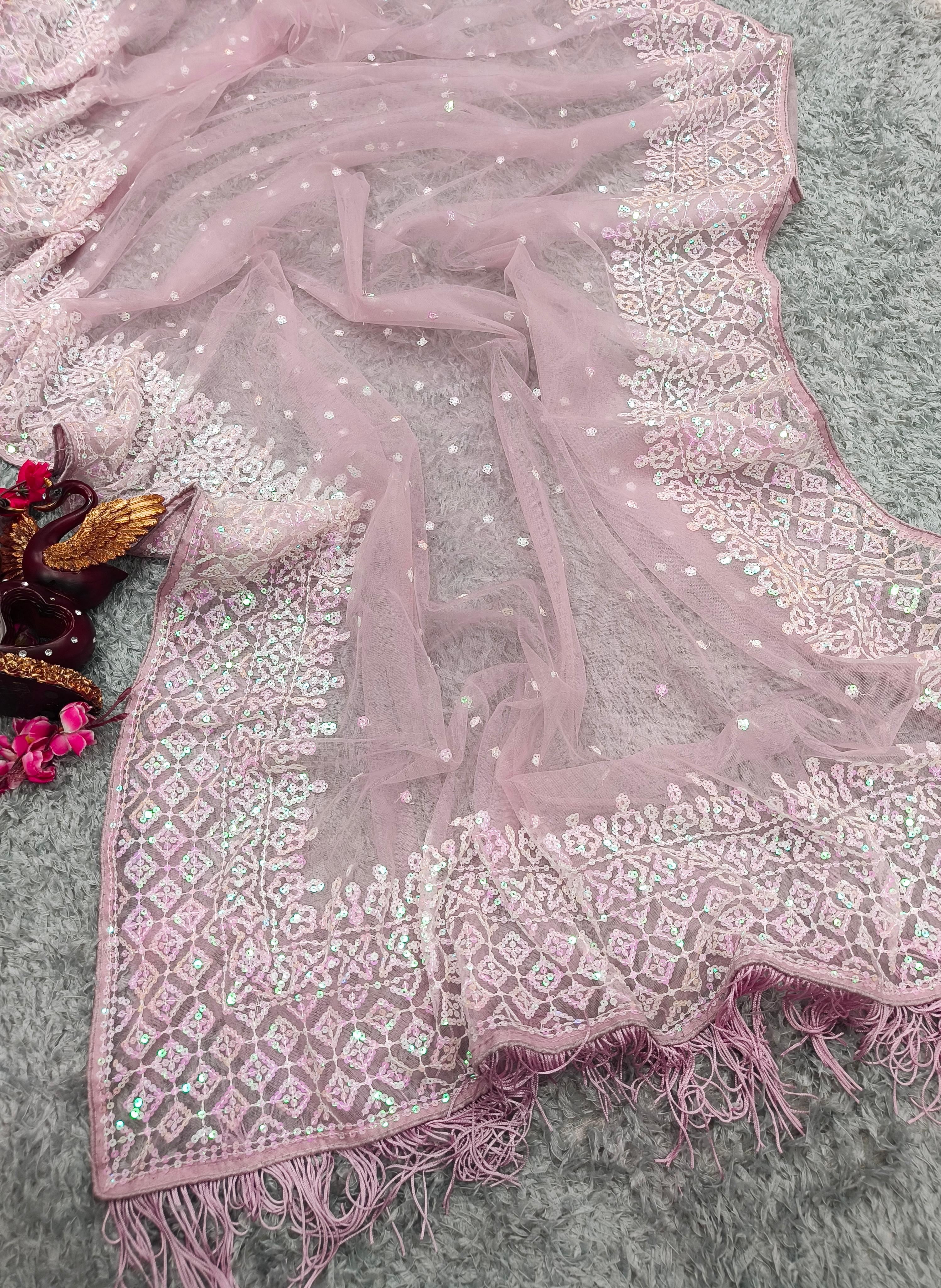 Exclusive Soft Net Designer Sequins Saree (Code: 5335) Exclusive Soft Net Designer Sequins Saree (Code: 5335)