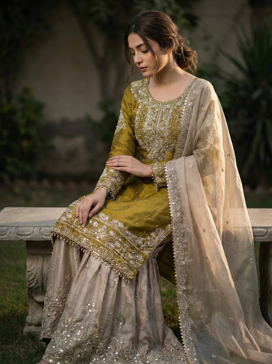Designer GMY Silk Embroidered Top Plazzo Dupatta Set Designer GMY Silk Embroidered Top Plazzo Dupatta Set