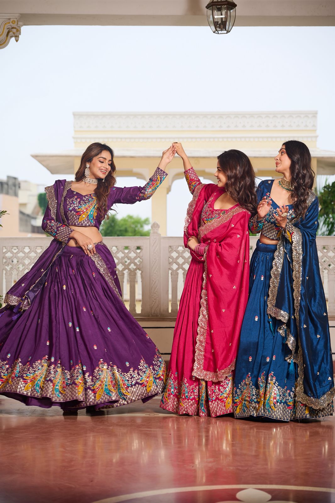 Designer Embroidered Vichitra Lehenga Choli Set Designer Embroidered Vichitra Lehenga Choli Set