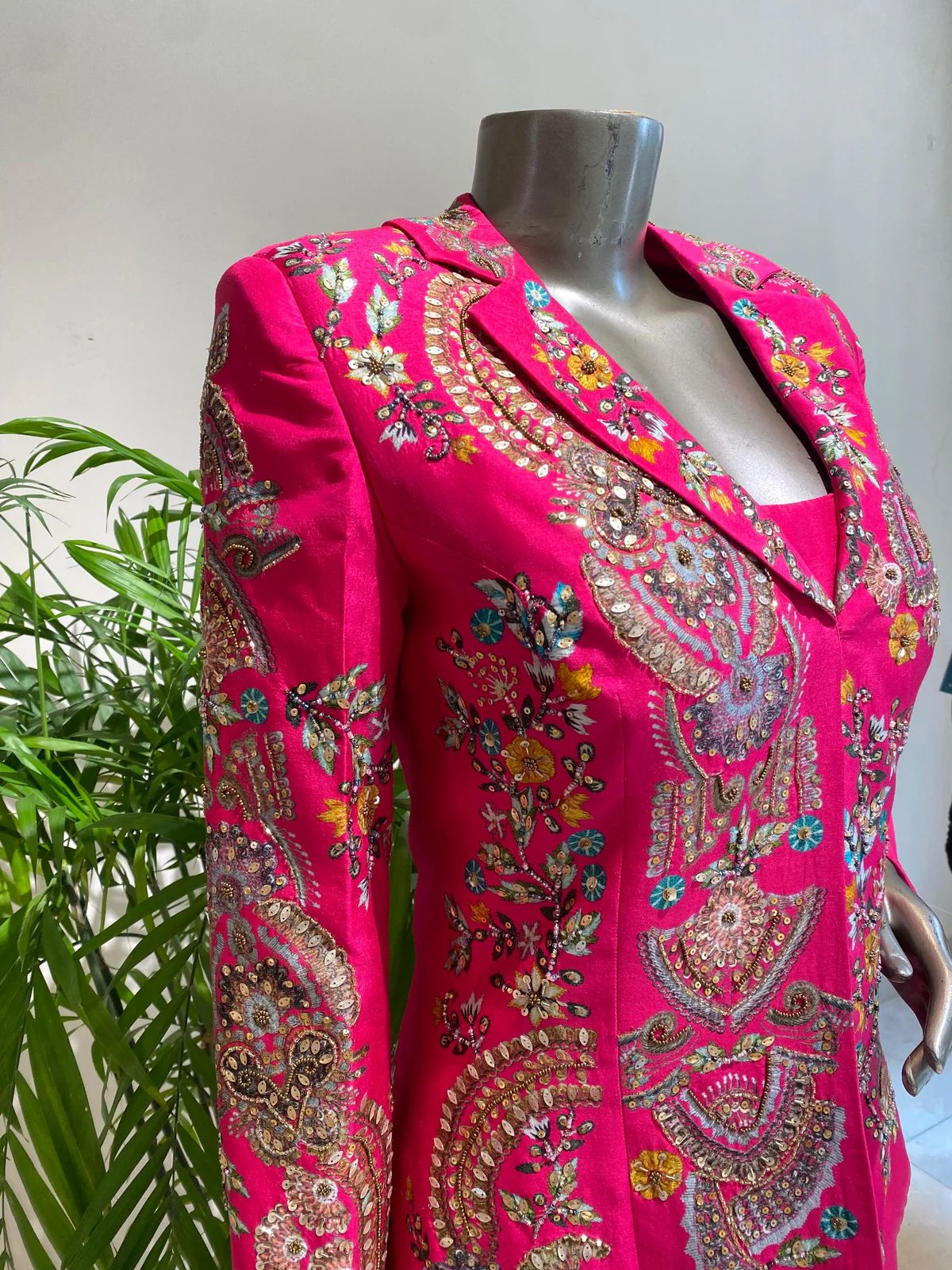 Designer Chinon 3-Piece Plazzo Set with Sequence Embroidery Designer Chinon 3-Piece Plazzo Set with Sequence Embroidery