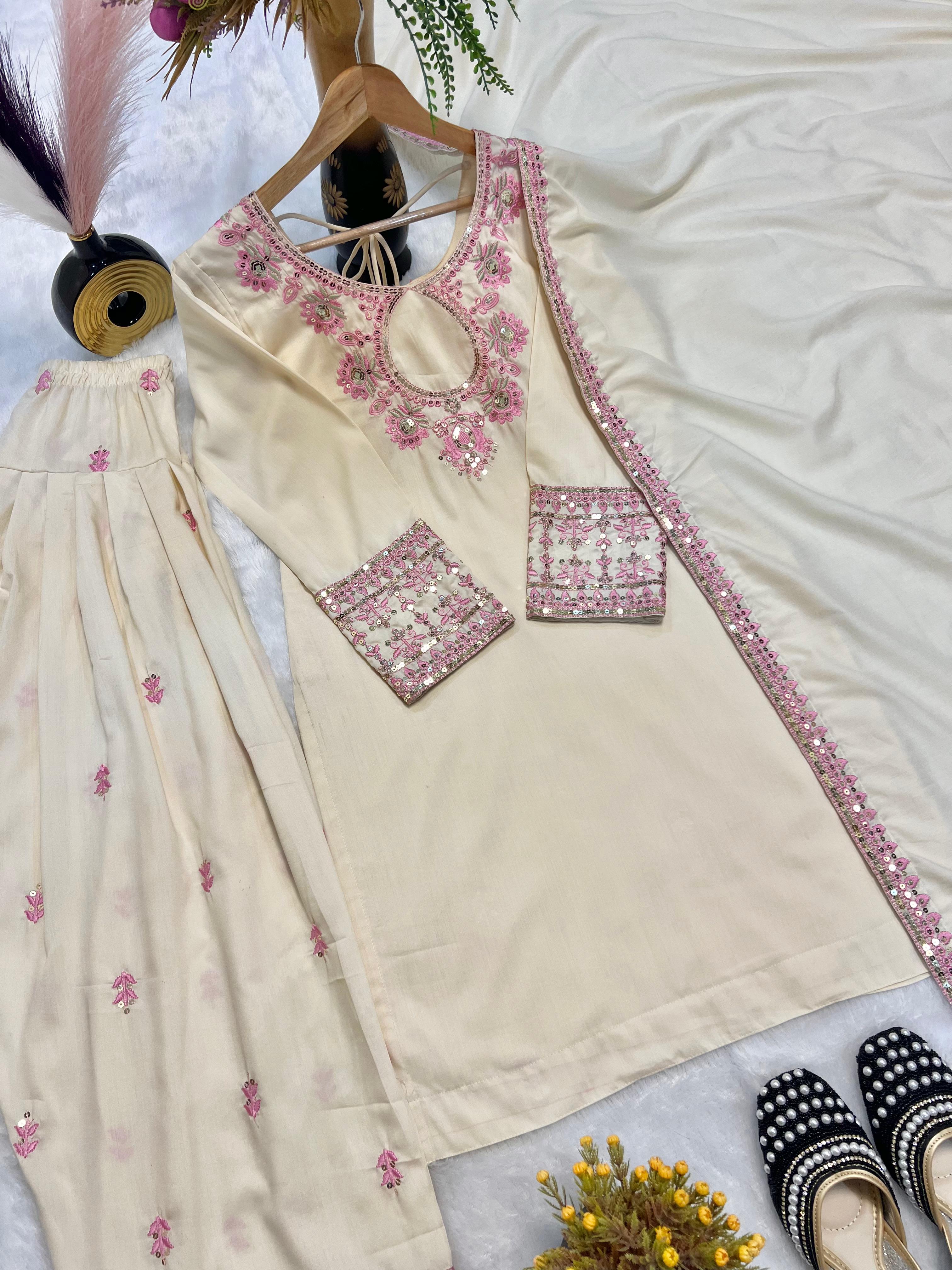 Designer Party Wear Top with Farshi Salwar Set Designer Party Wear Top with Farshi Salwar Set