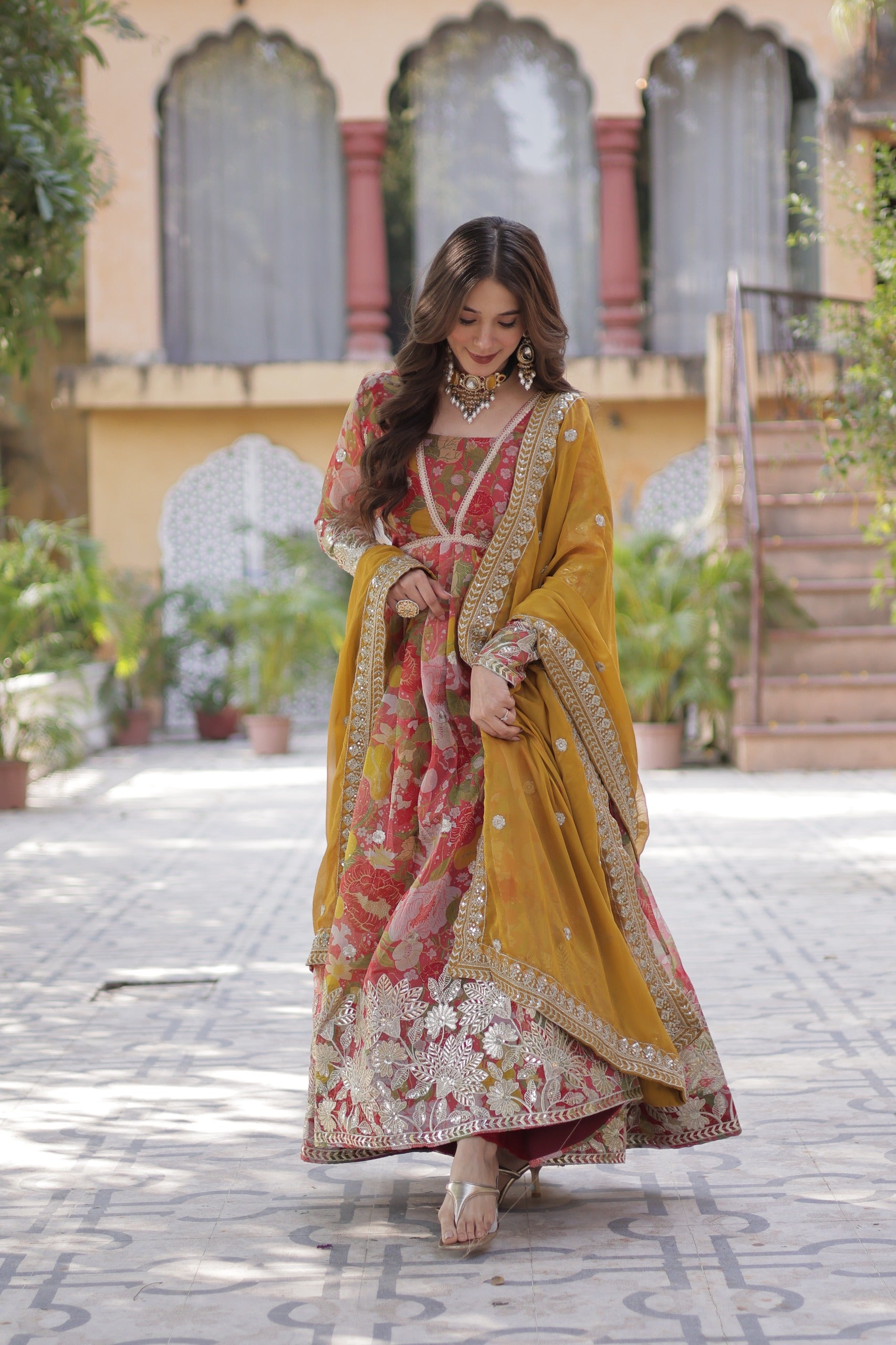 Premium Ready-Made Alia Cut Gown with Dupatta Set Premium Ready-Made Alia Cut Gown with Dupatta Set