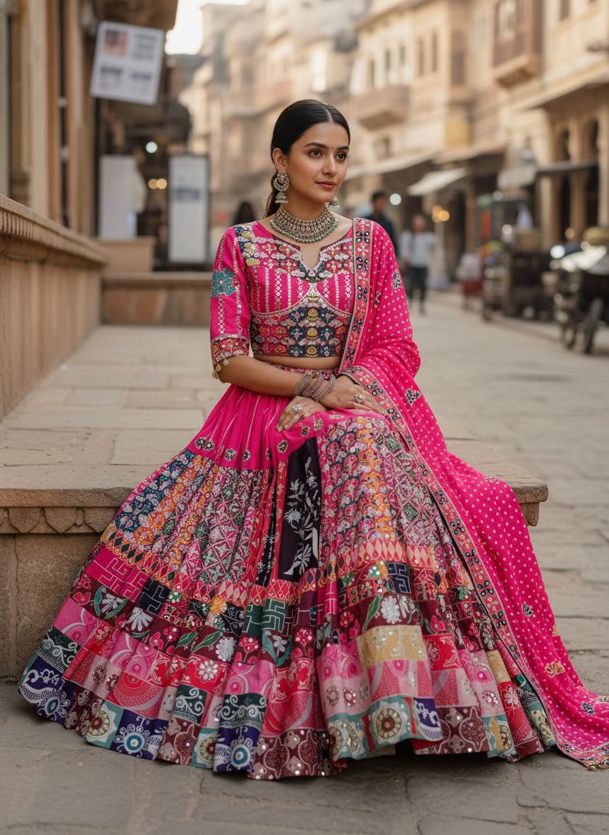 Navratri Special Muslin Cotton Chaniya Choli with Real Mirror Work Navratri Special Muslin Cotton Chaniya Choli with Real Mirror Work