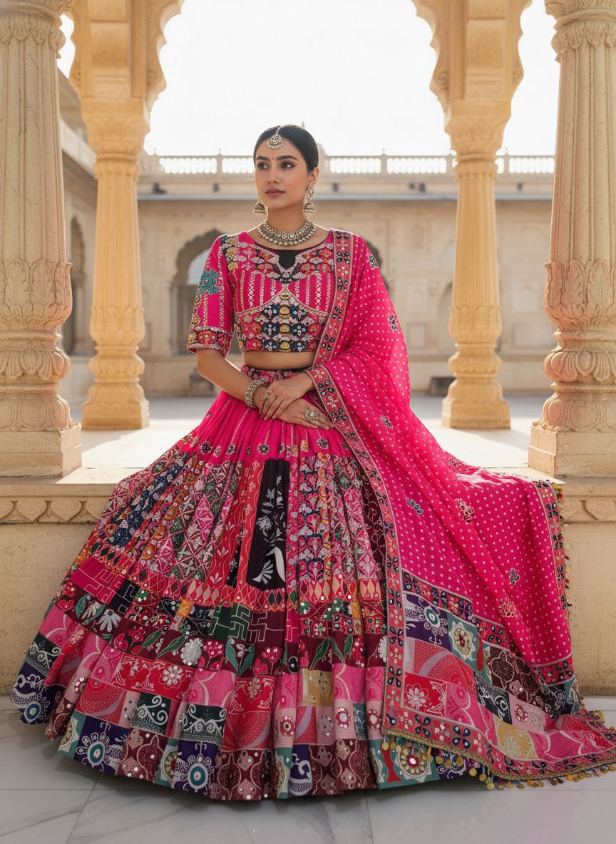 Navratri Special Muslin Cotton Chaniya Choli with Real Mirror Work Navratri Special Muslin Cotton Chaniya Choli with Real Mirror Work