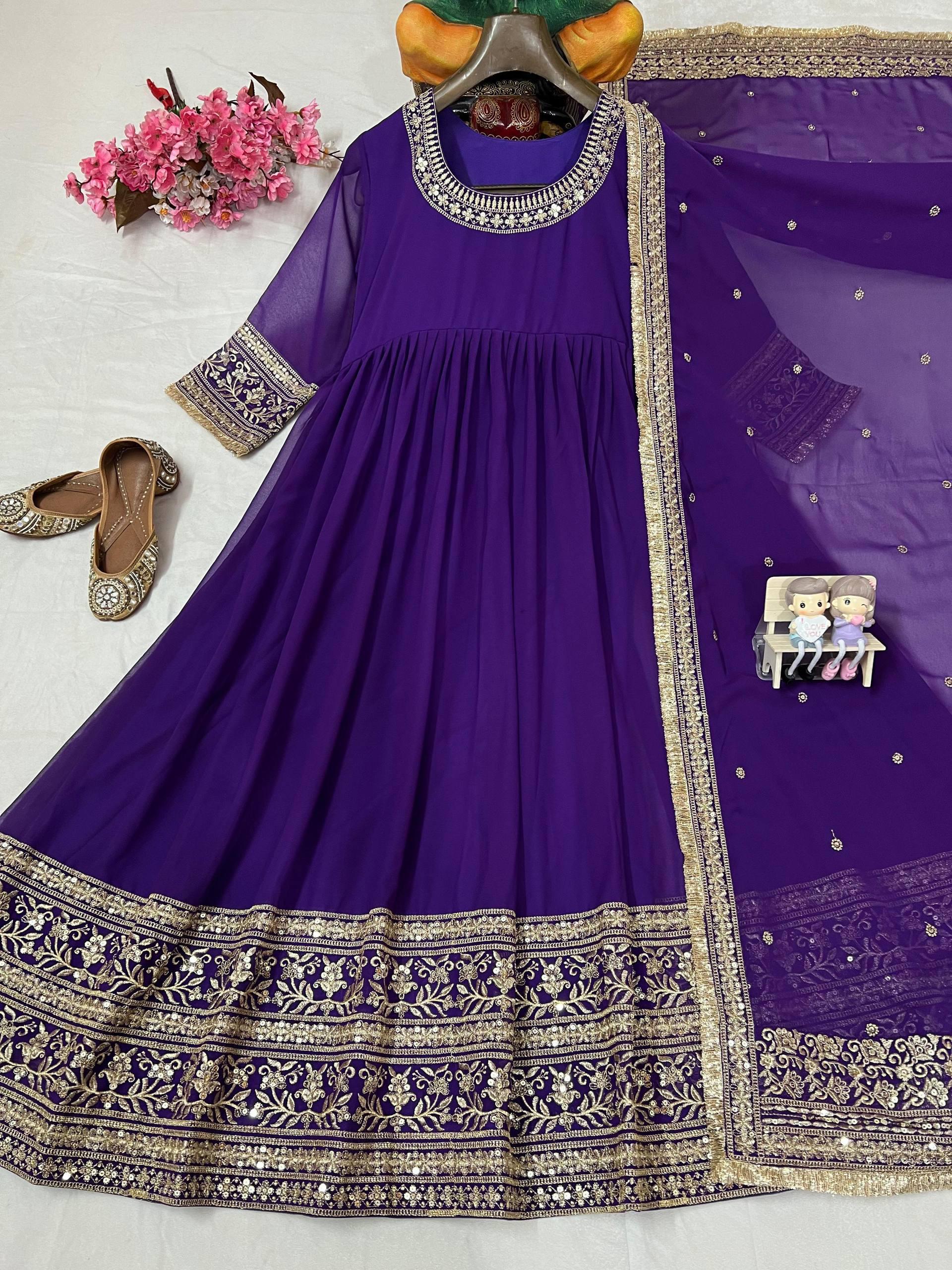 Designer Georgette Embroidered Anarkali Gown with Dupatta Designer Georgette Embroidered Anarkali Gown with Dupatta