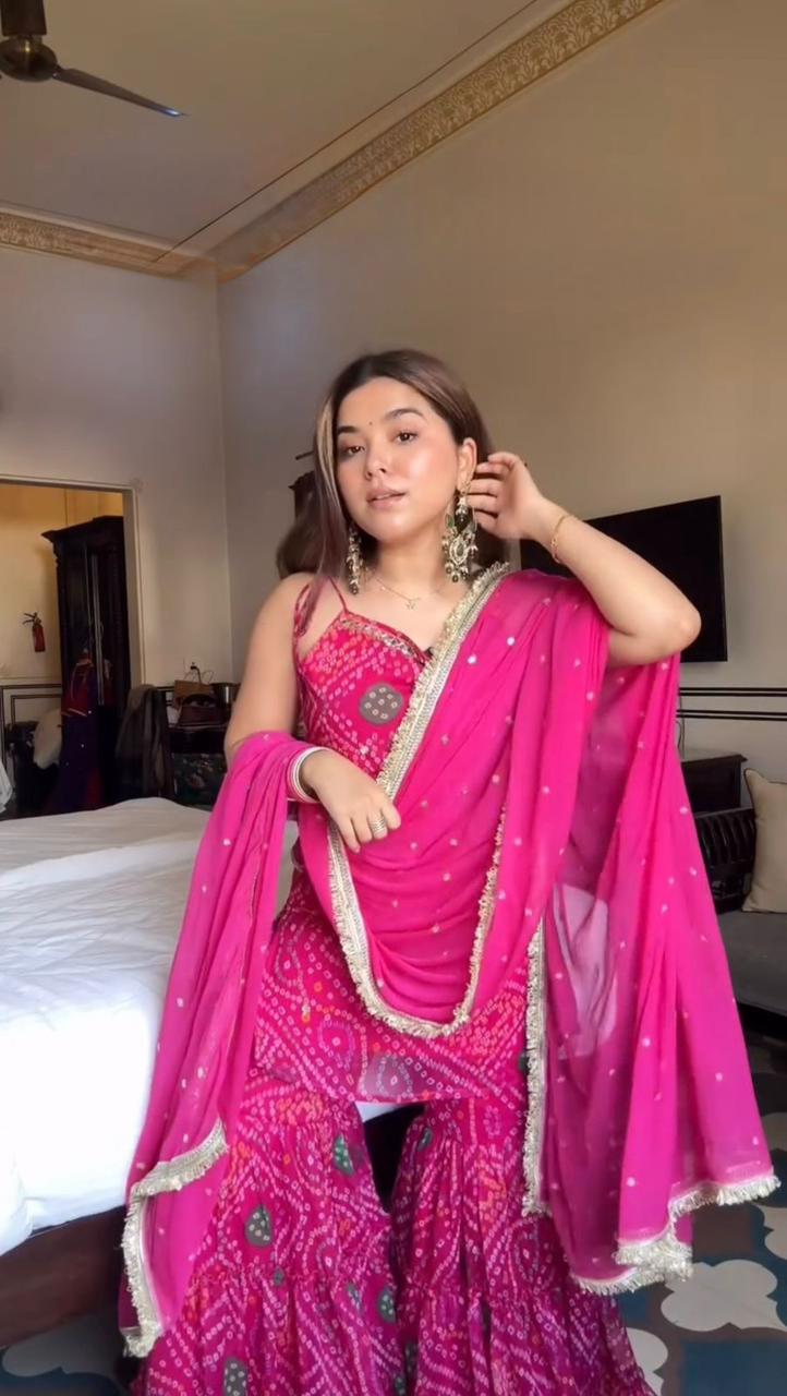 Premium Faux Georgette Sharara Set with Mirror Work (5000 Series) Premium Faux Georgette Sharara Set with Mirror Work (5000 Series)