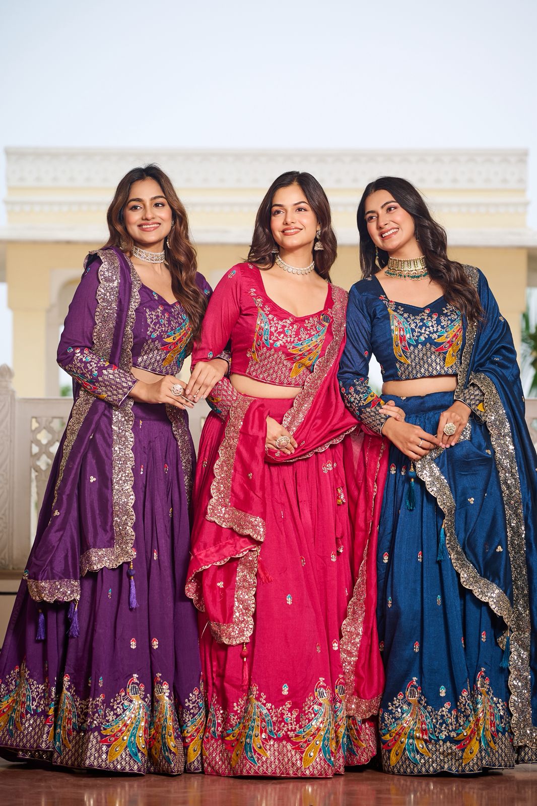 Designer Embroidered Vichitra Lehenga Choli Set Designer Embroidered Vichitra Lehenga Choli Set