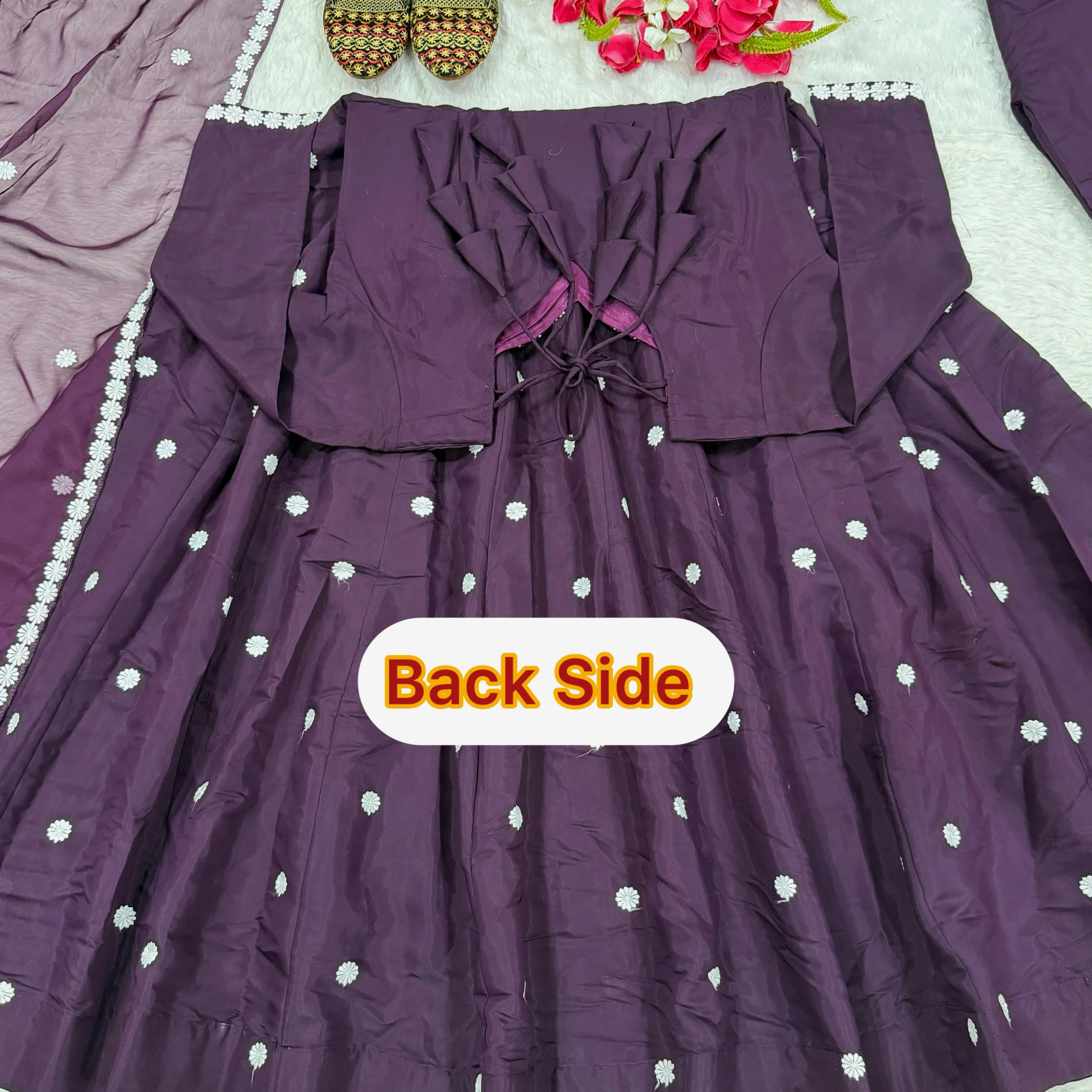 Designer Roman Silk Embroidered Anarkali Suit Set Designer Roman Silk Embroidered Anarkali Suit Set