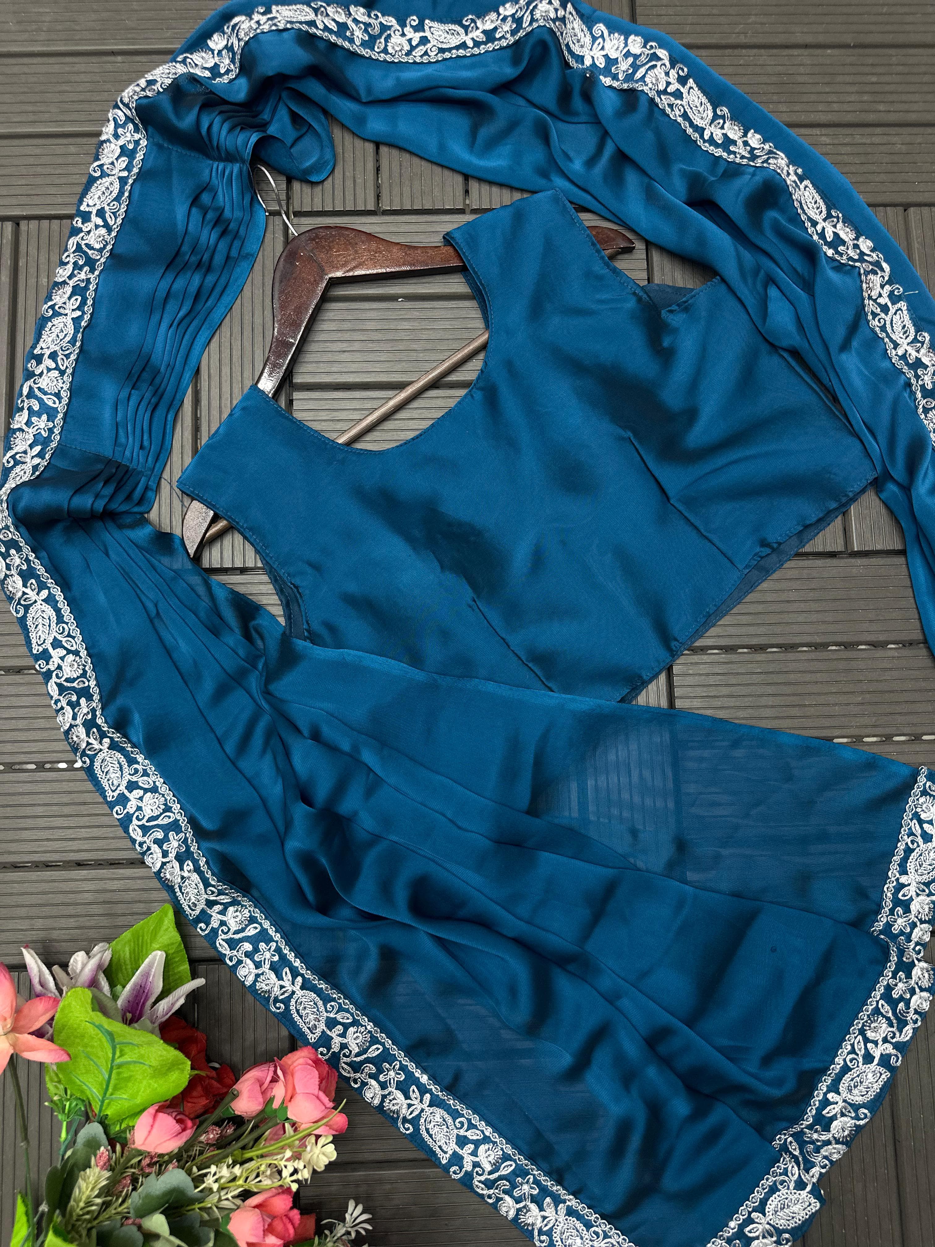 Ready to Wear Embroidery Sequence Saree with Full Koti Jacket Ready to Wear Embroidery Sequence Saree with Full Koti Jacket