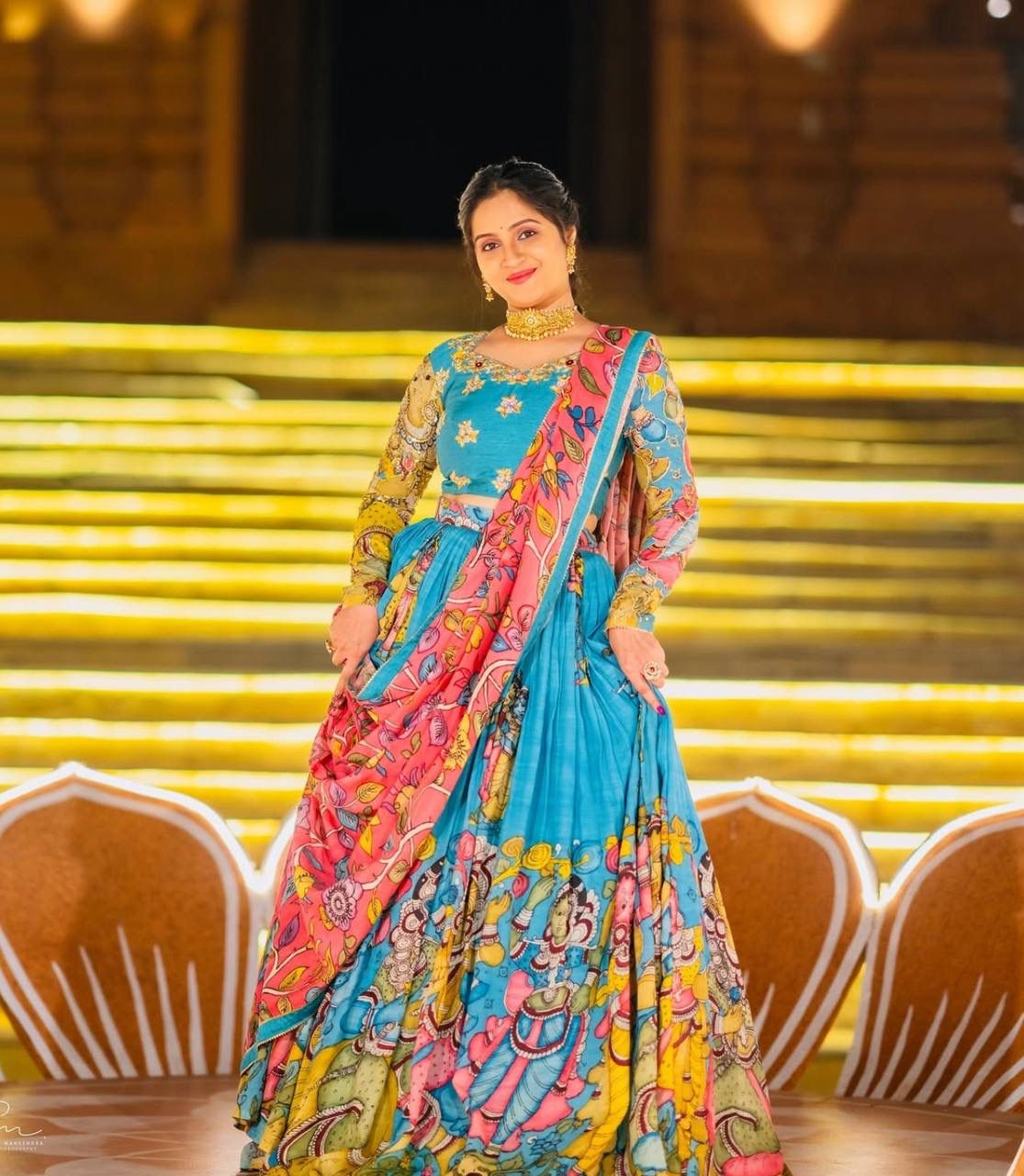 Kalamkari Print Lehenga Choli Set Kalamkari Print Lehenga Choli Set