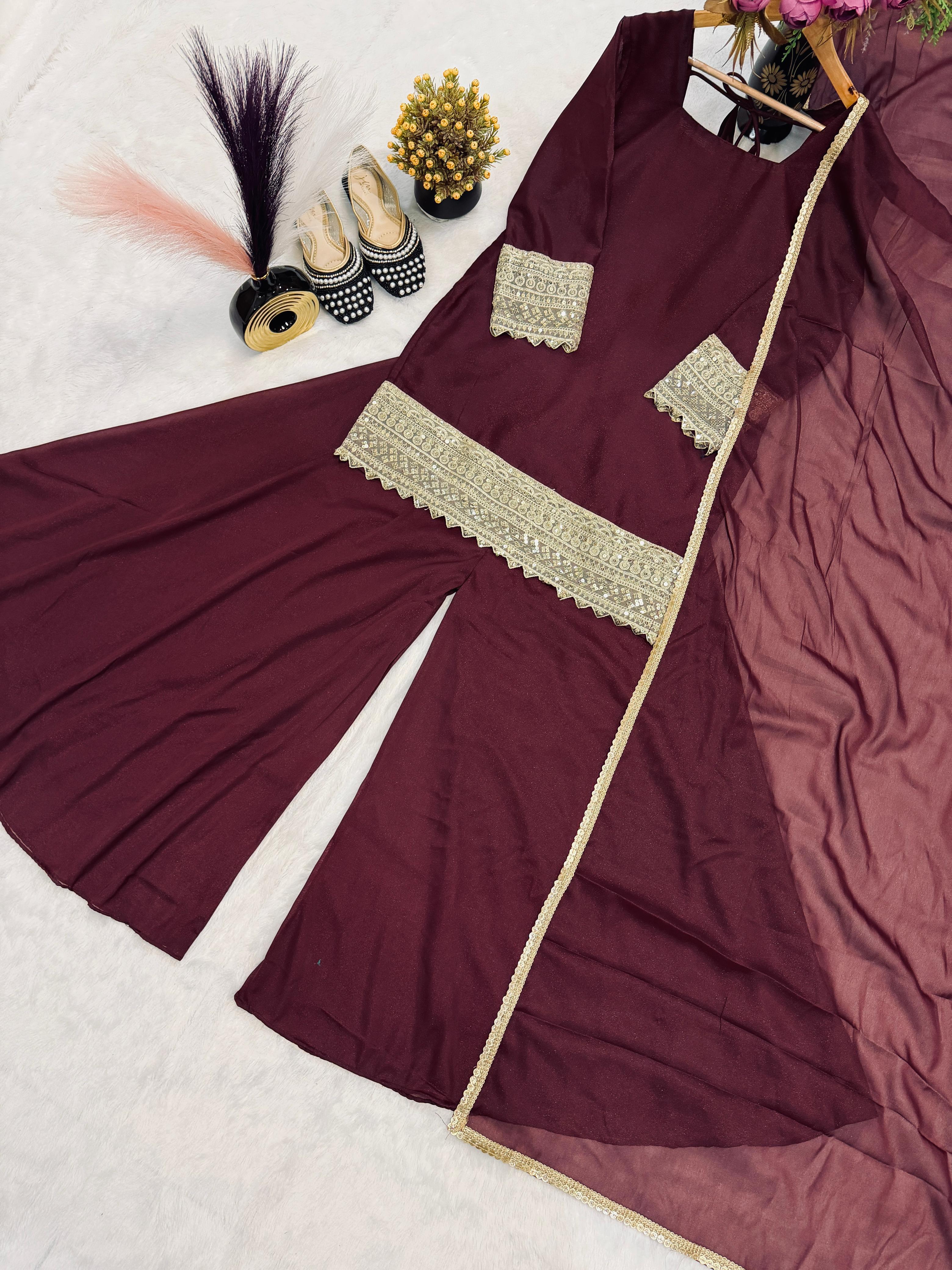 Designer Embroidered Sharara Plazo Set Designer Embroidered Sharara Plazo Set