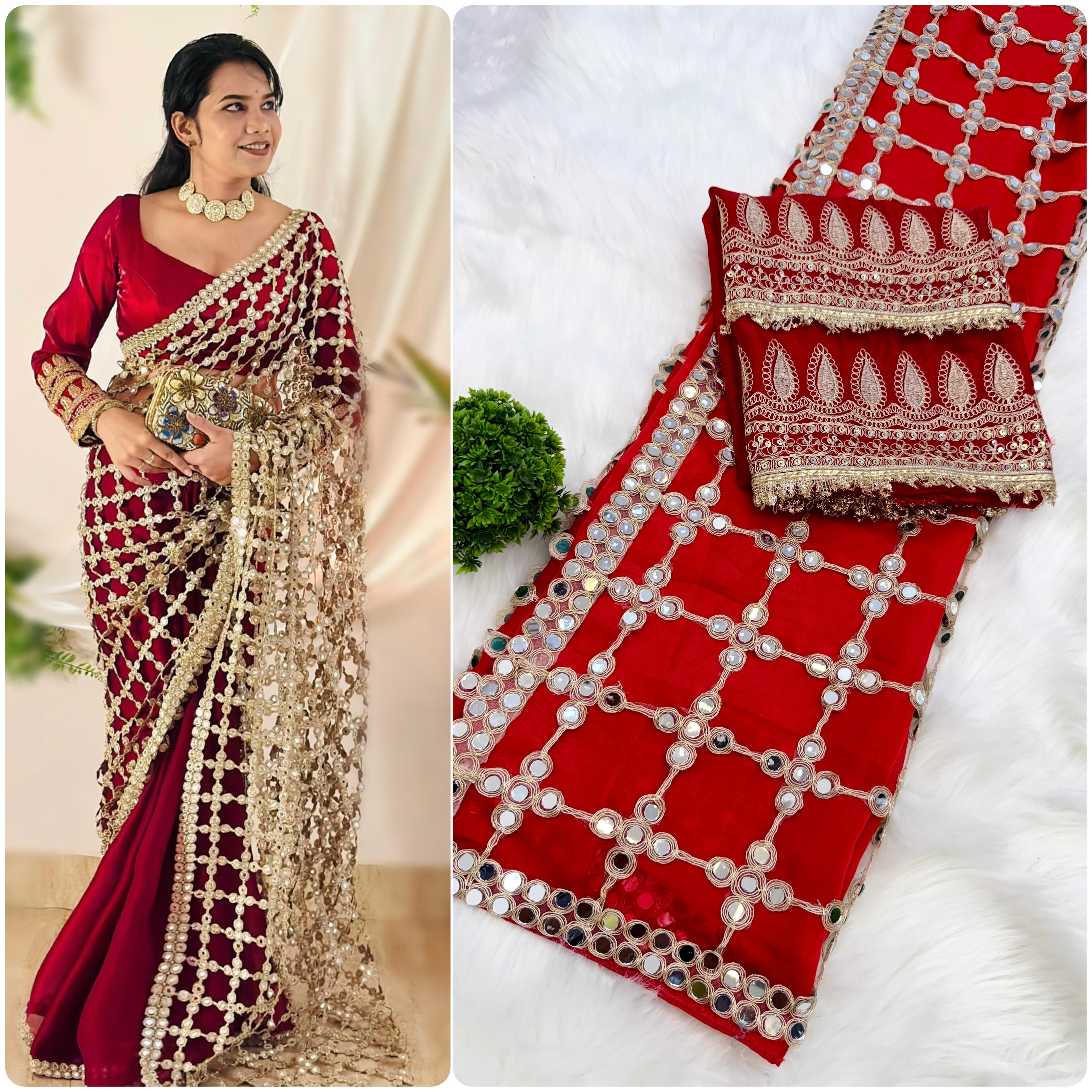 Designer Fendy Silk Saree with Real Mirror Work Designer Fendy Silk Saree with Real Mirror Work