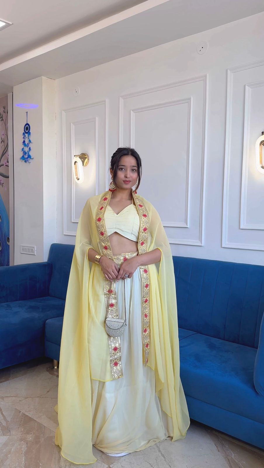 Stylish Indo-Western Georgette Lehenga Set with Koti Stylish Indo-Western Georgette Lehenga Set with Koti