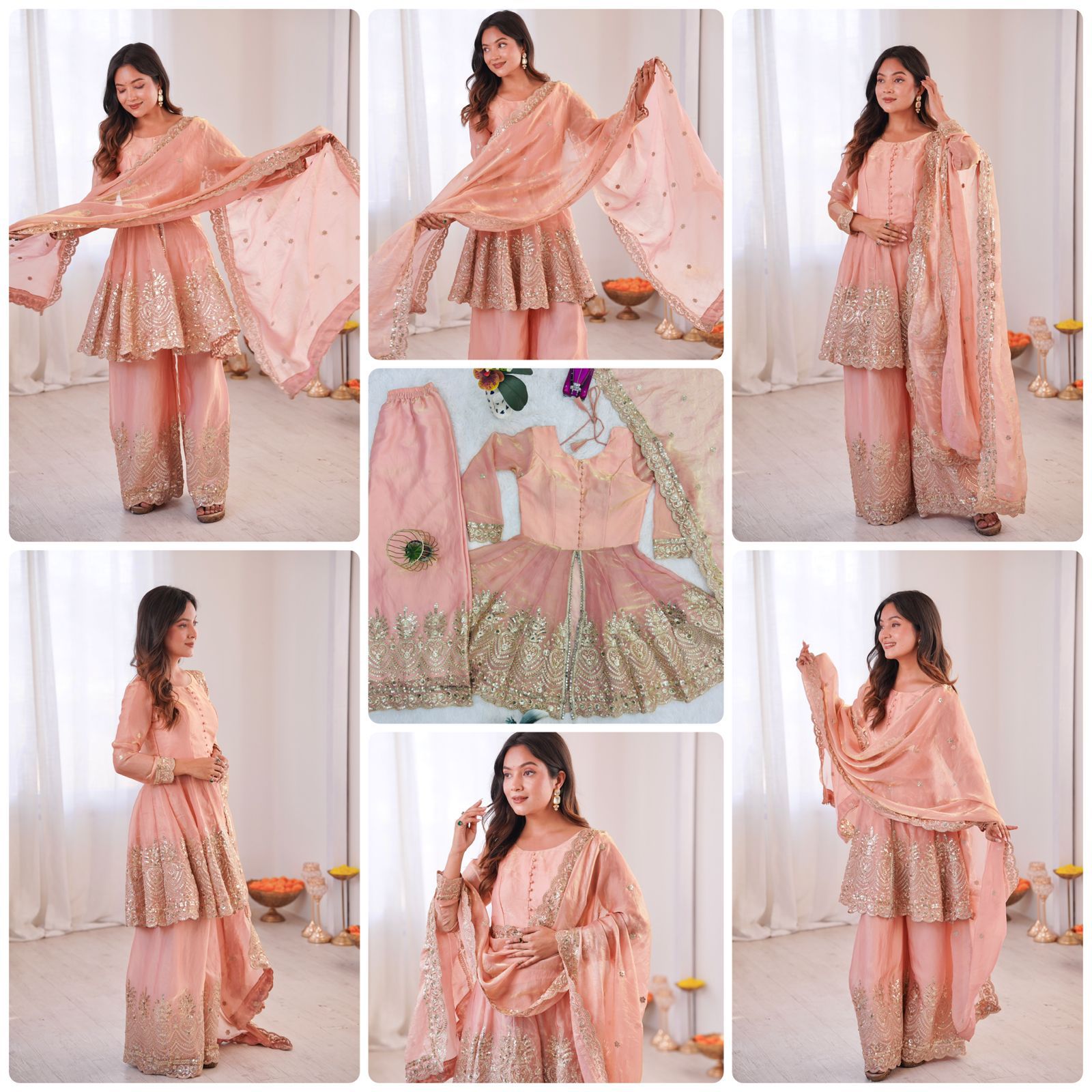 Designer Party Wear Fandy Silk Set with Mirror Work (Code: SSC-658) Designer Party Wear Fandy Silk Set with Mirror Work (Code: SSC-658)