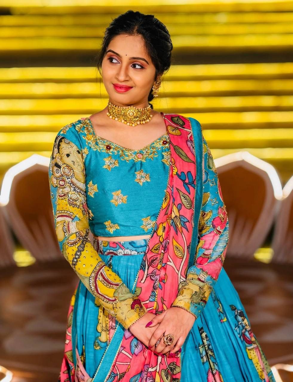 Kalamkari Print Lehenga Choli Set Kalamkari Print Lehenga Choli Set