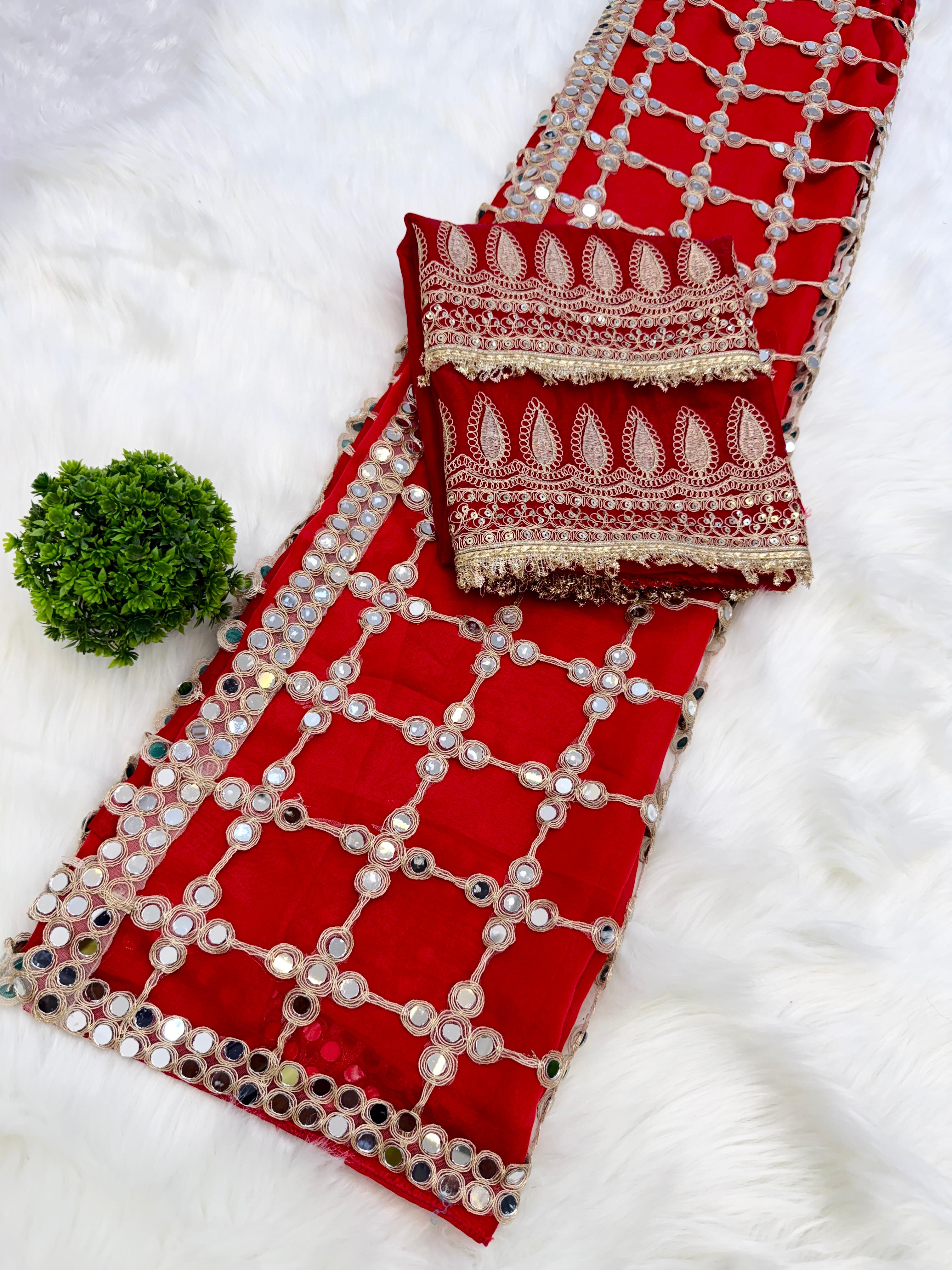 Designer Fendy Silk Saree with Real Mirror Work Designer Fendy Silk Saree with Real Mirror Work