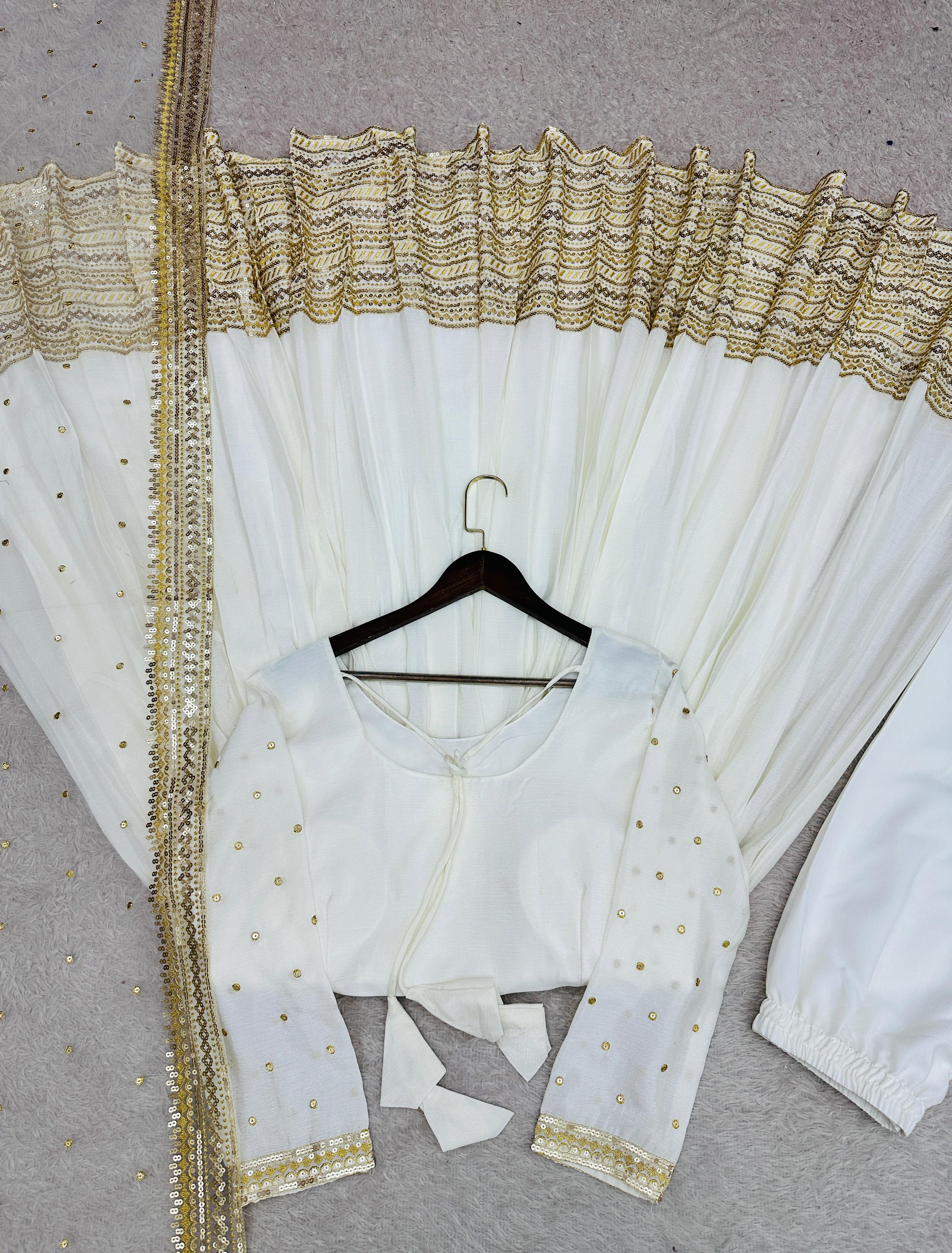 Cinon Silk Embroidered Gown Pant Dupatta Set Cinon Silk Embroidered Gown Pant Dupatta Set