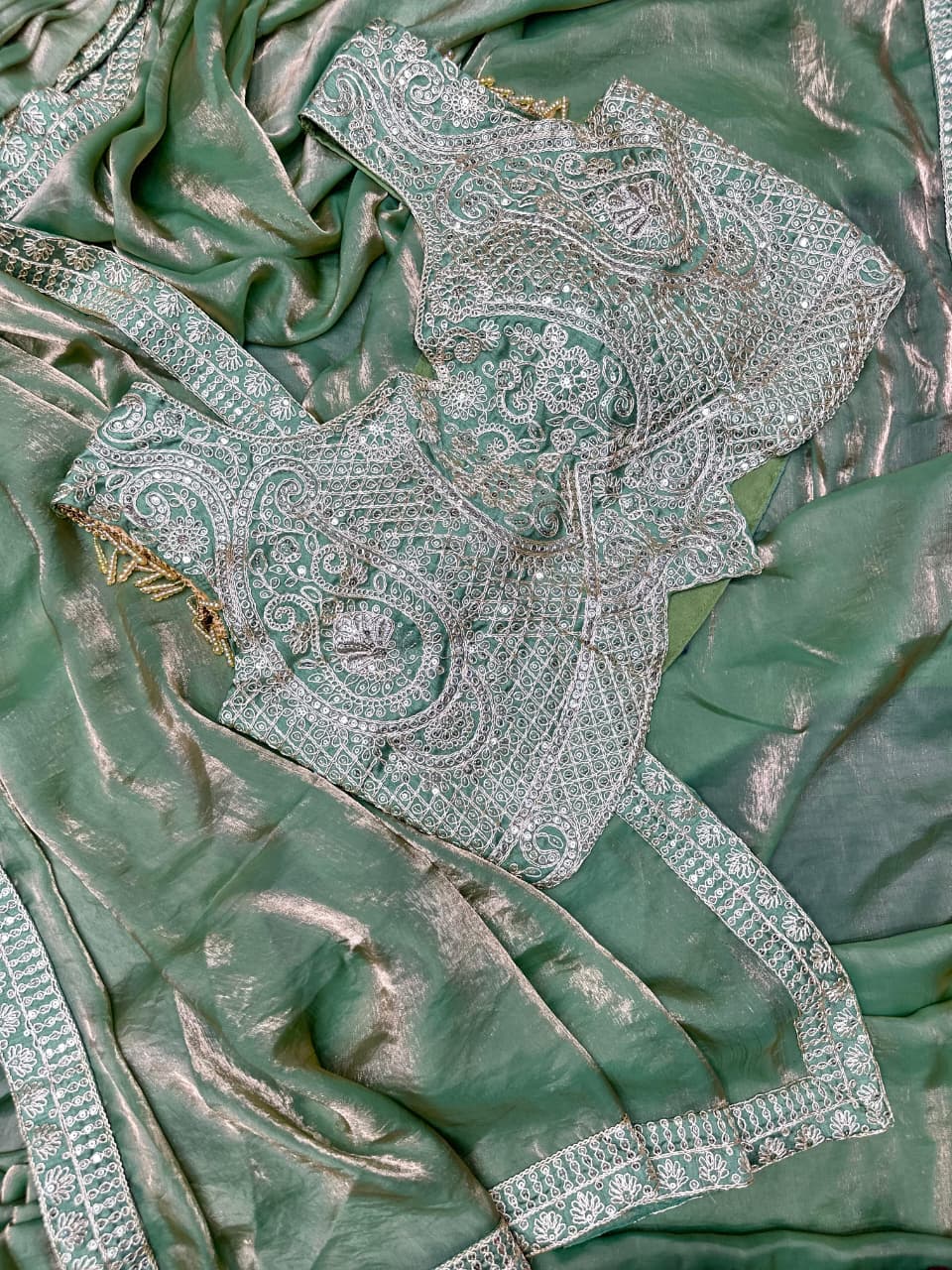 Ready to Wear Embroidery Sequence Work Saree with Blouse Ready to Wear Embroidery Sequence Work Saree with Blouse