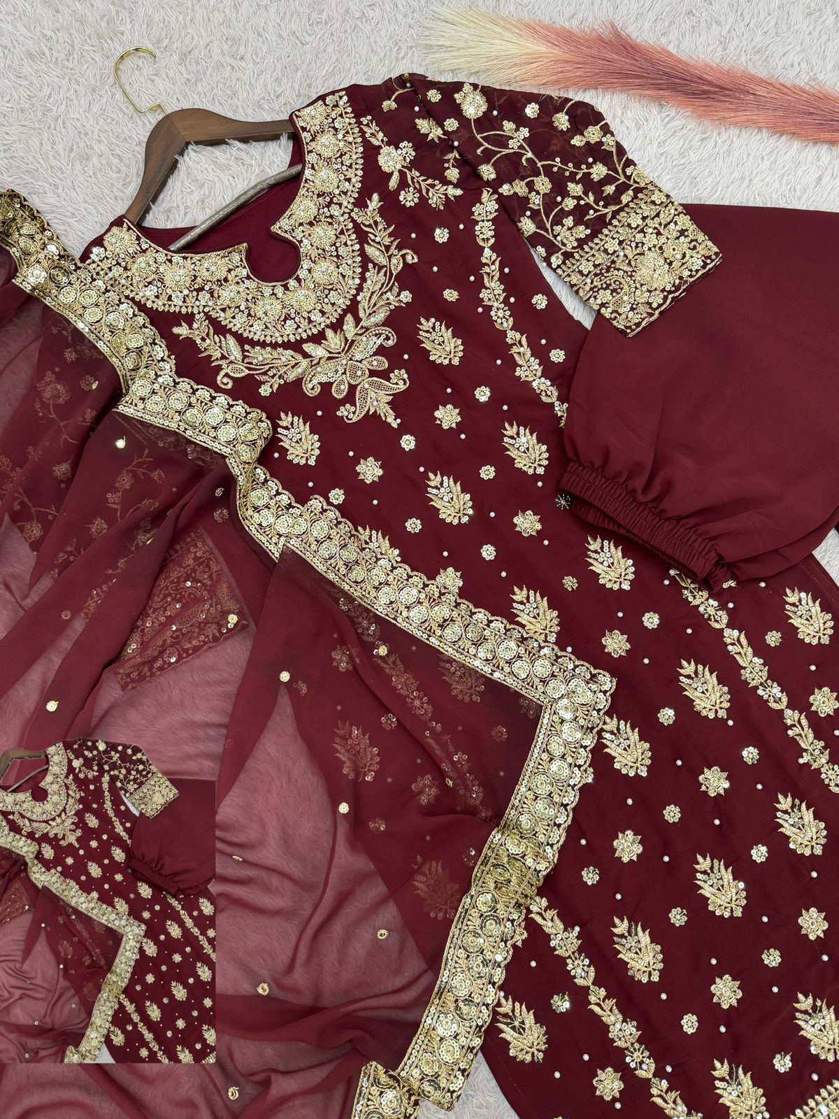 Heavy Embroidered Top-Plazzo Set with Dupatta Heavy Embroidered Top-Plazzo Set with Dupatta