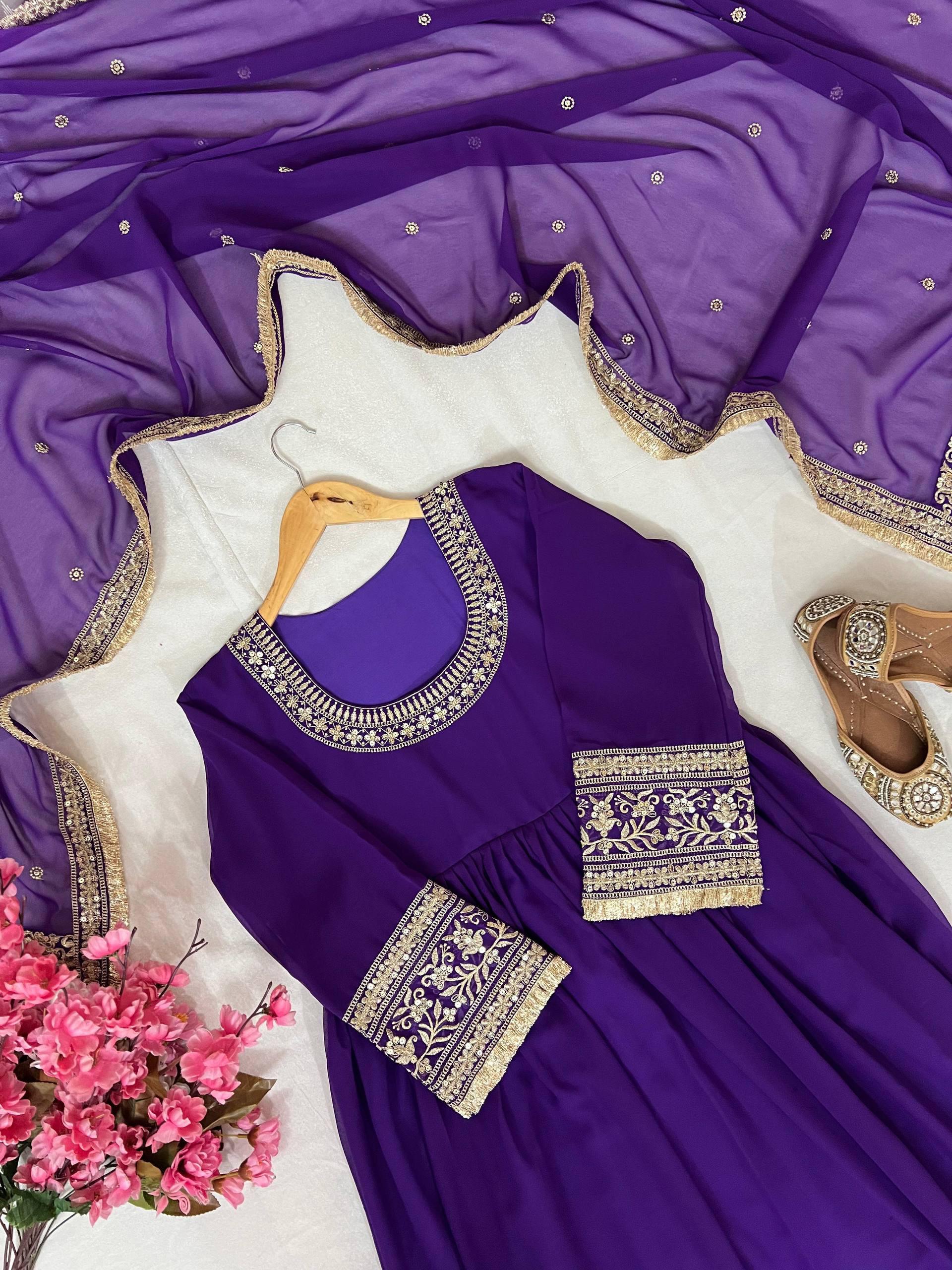 Designer Georgette Embroidered Anarkali Gown with Dupatta Designer Georgette Embroidered Anarkali Gown with Dupatta