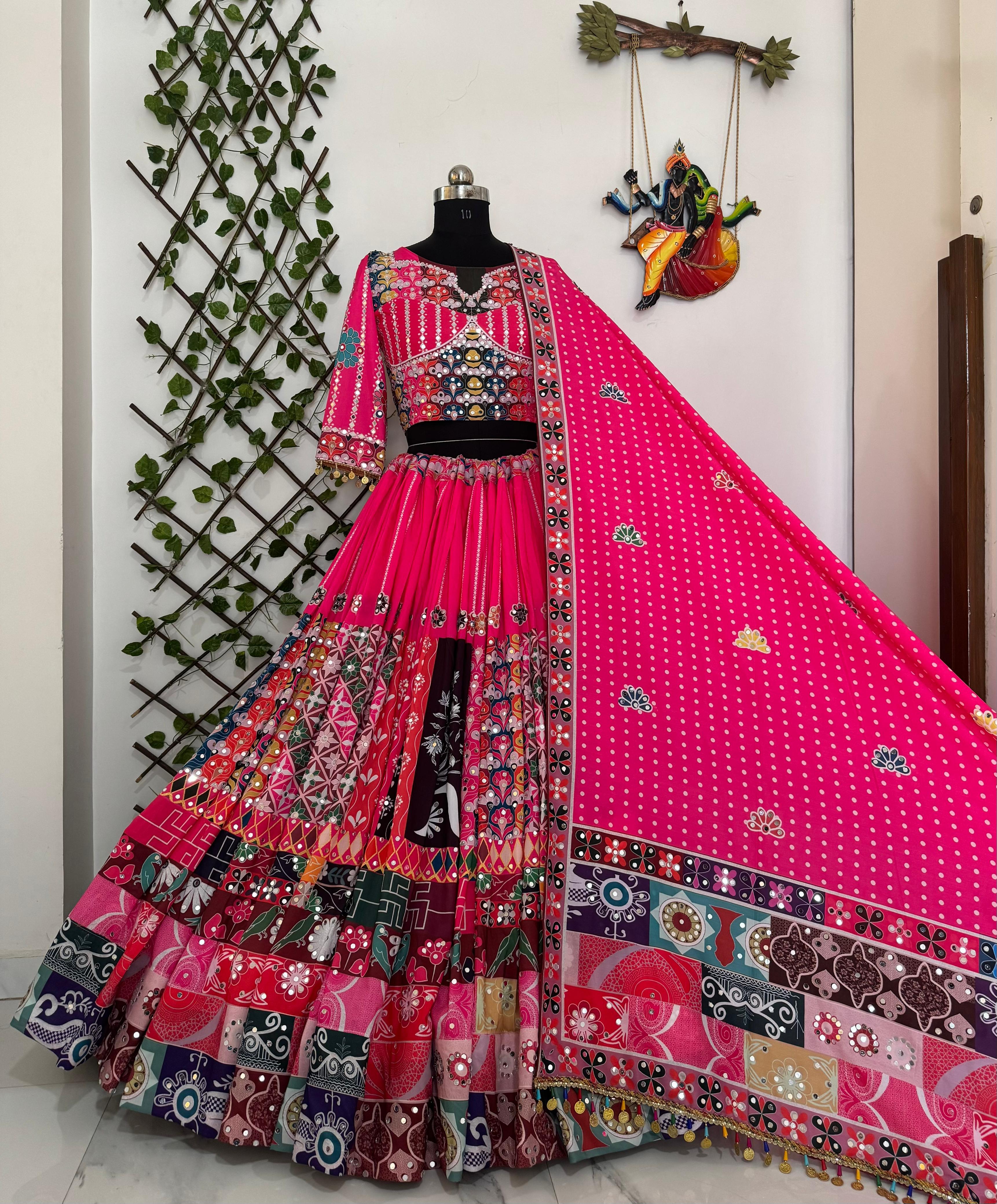 Navratri Special Muslin Cotton Chaniya Choli with Real Mirror Work Navratri Special Muslin Cotton Chaniya Choli with Real Mirror Work