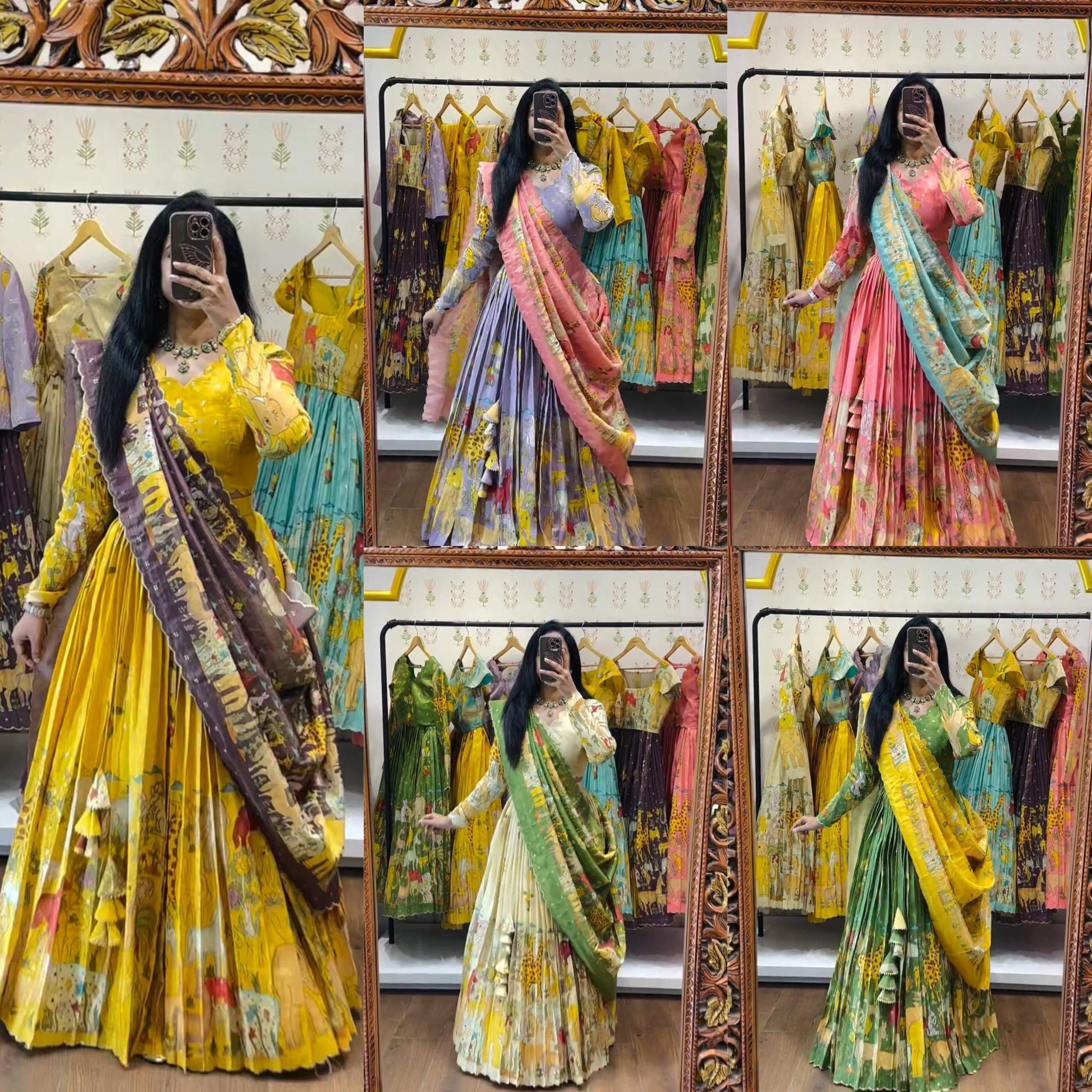 Kalamkari Cotton Lehenga Choli Set Kalamkari Cotton Lehenga Choli Set