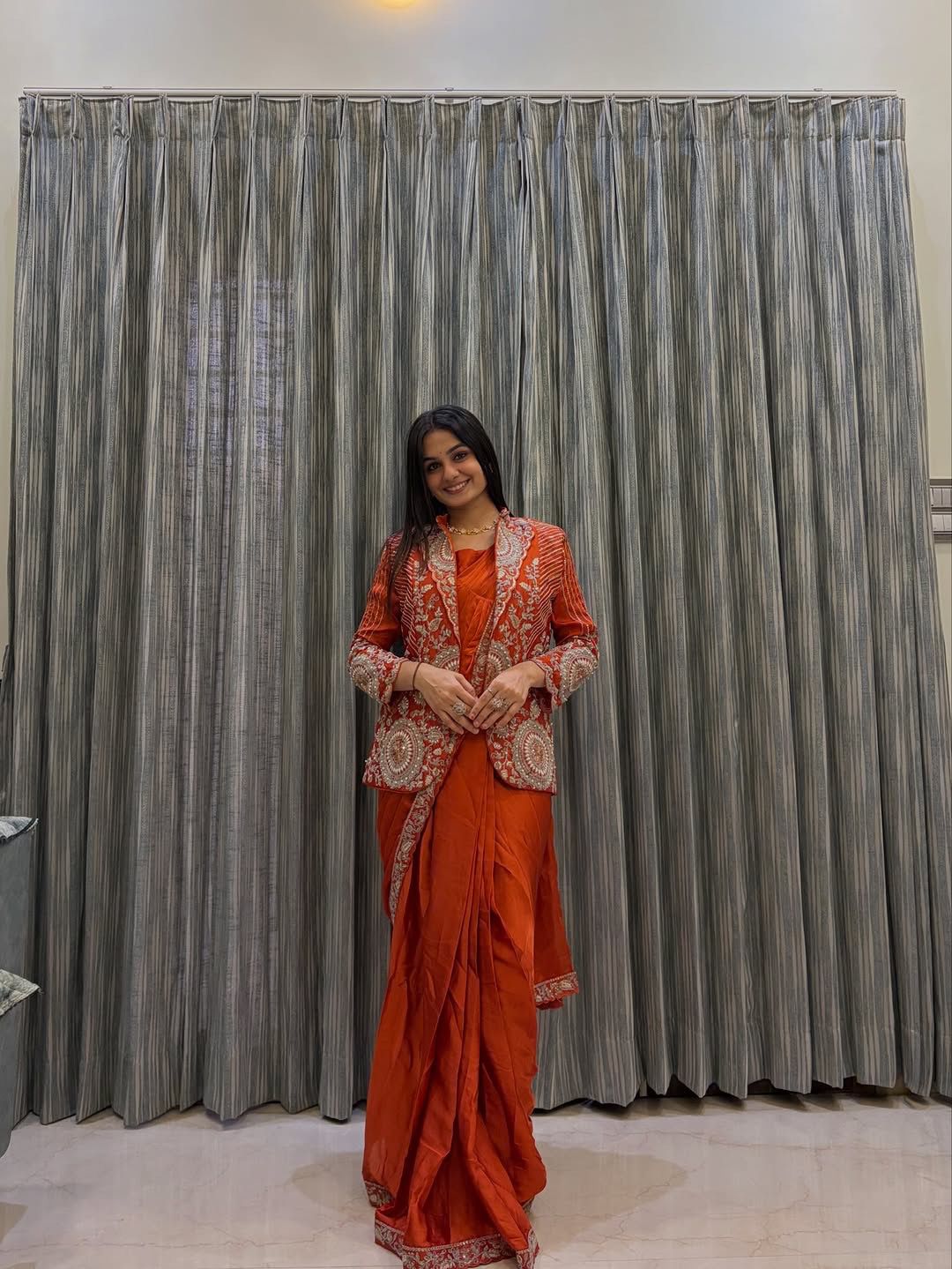 Ready to Wear Embroidery Sequence Saree with Full Koti Jacket Ready to Wear Embroidery Sequence Saree with Full Koti Jacket