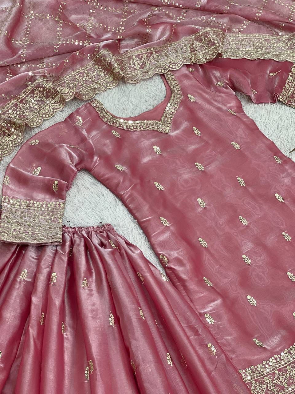 Ready-to-Wear Fancy Embroidered Top-Plazzo Set with Dupatta Ready-to-Wear Fancy Embroidered Top-Plazzo Set with Dupatta