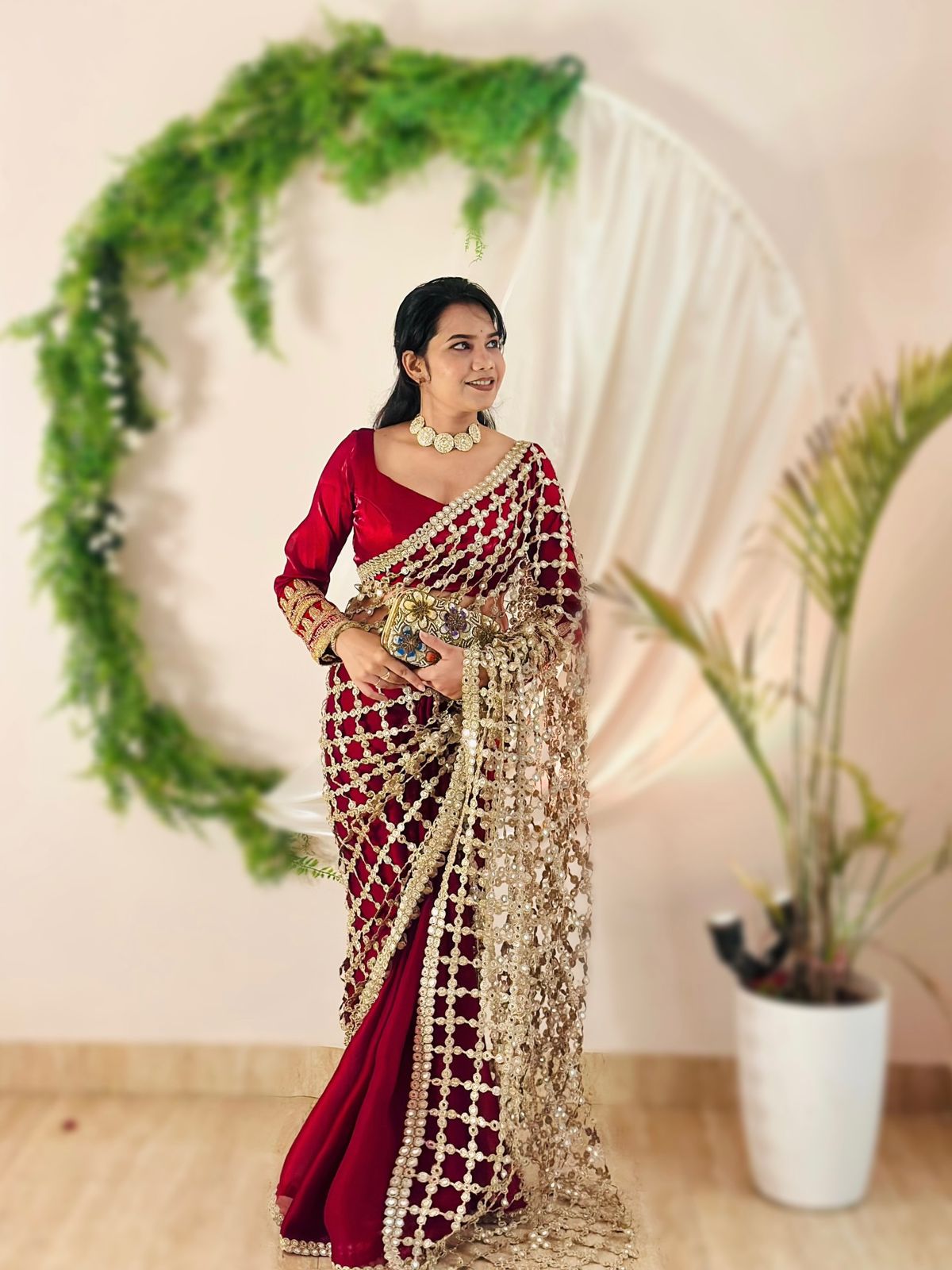 Designer Fendy Silk Saree with Real Mirror Work Designer Fendy Silk Saree with Real Mirror Work