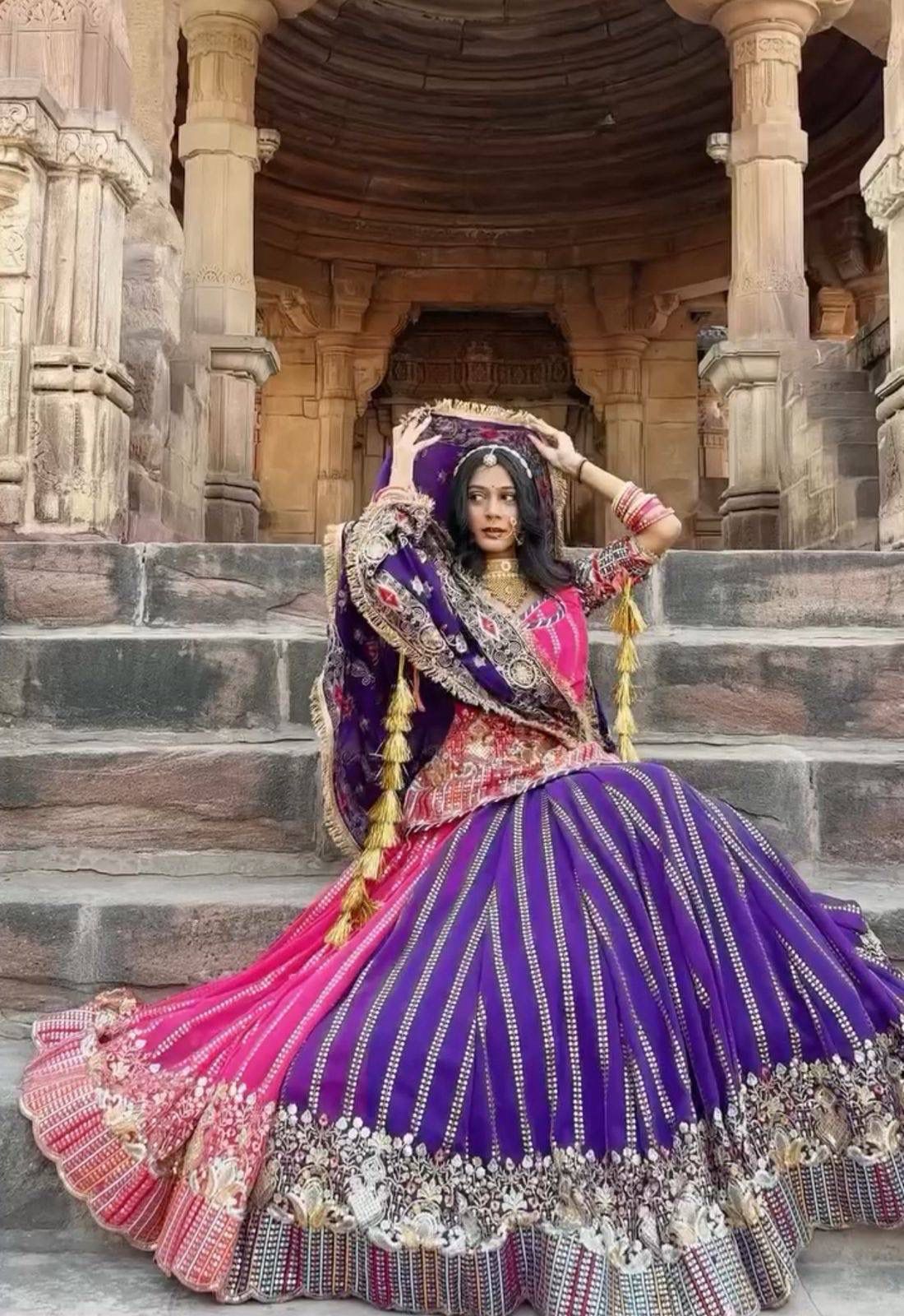 Darbari Poshak Fox Georgette Embroidered Lehenga Set Darbari Poshak Fox Georgette Embroidered Lehenga Set