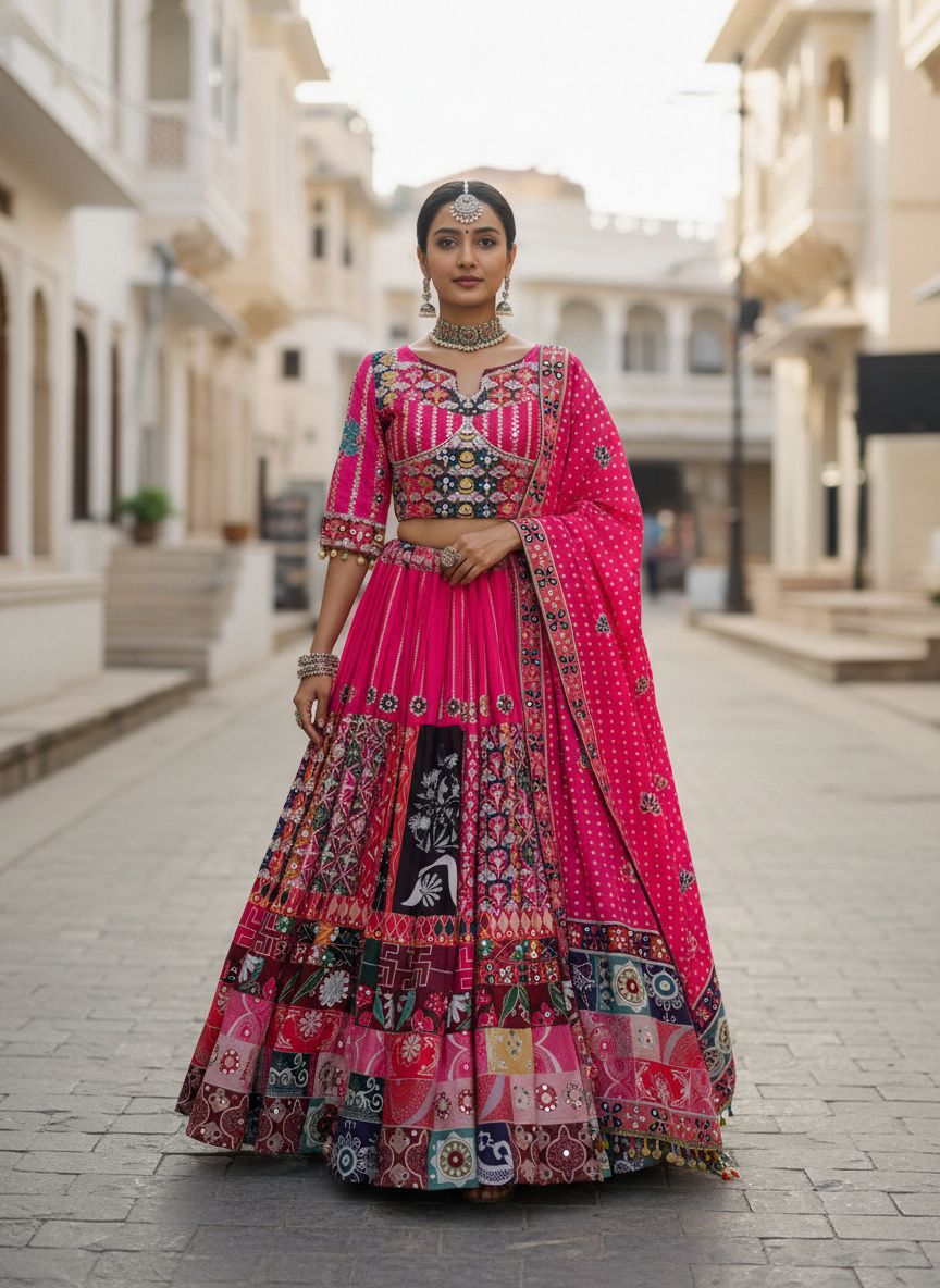 Navratri Special Muslin Cotton Chaniya Choli with Real Mirror Work Navratri Special Muslin Cotton Chaniya Choli with Real Mirror Work