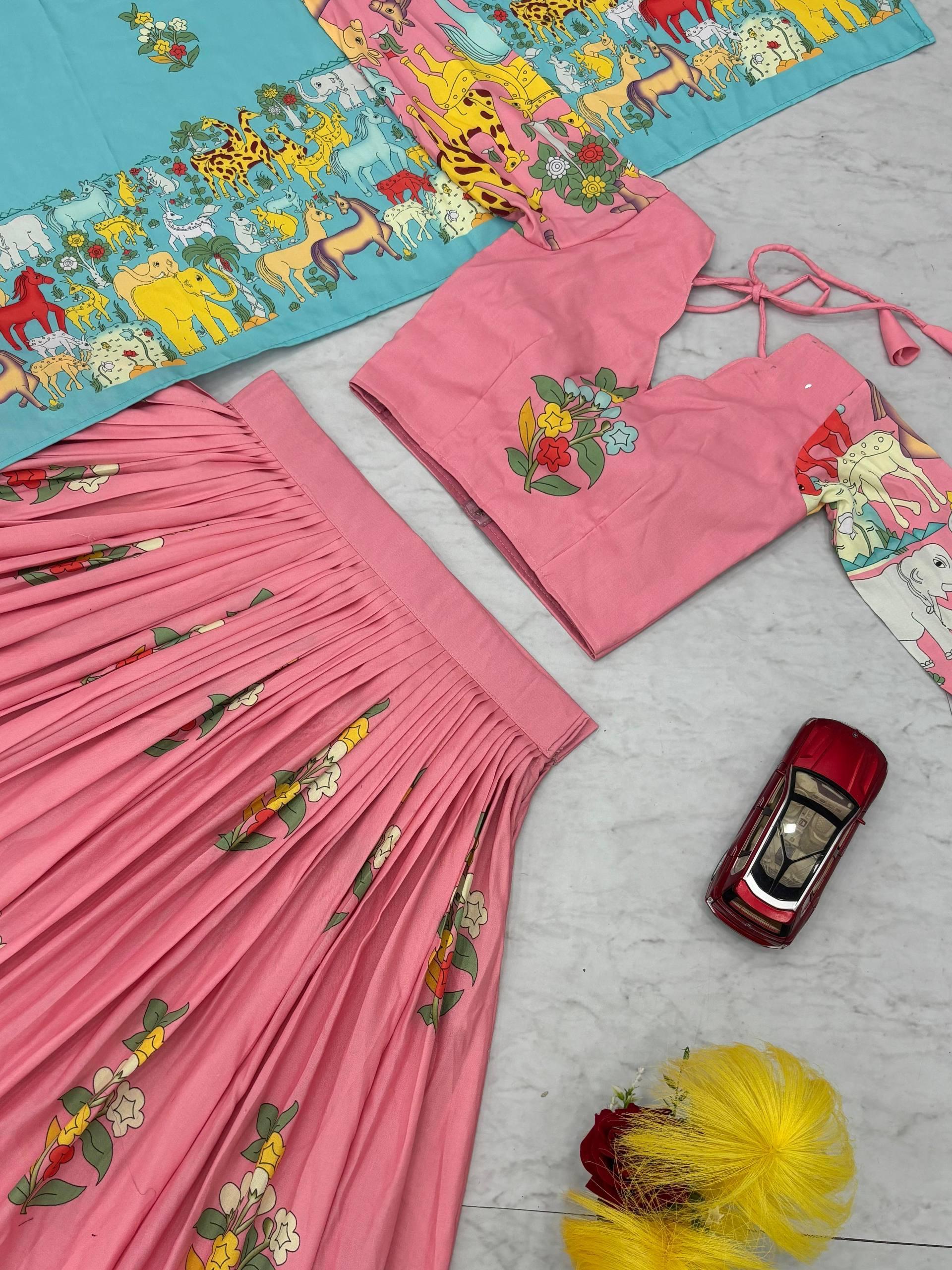 Kalamkari Cotton Lehenga Choli Set Kalamkari Cotton Lehenga Choli Set