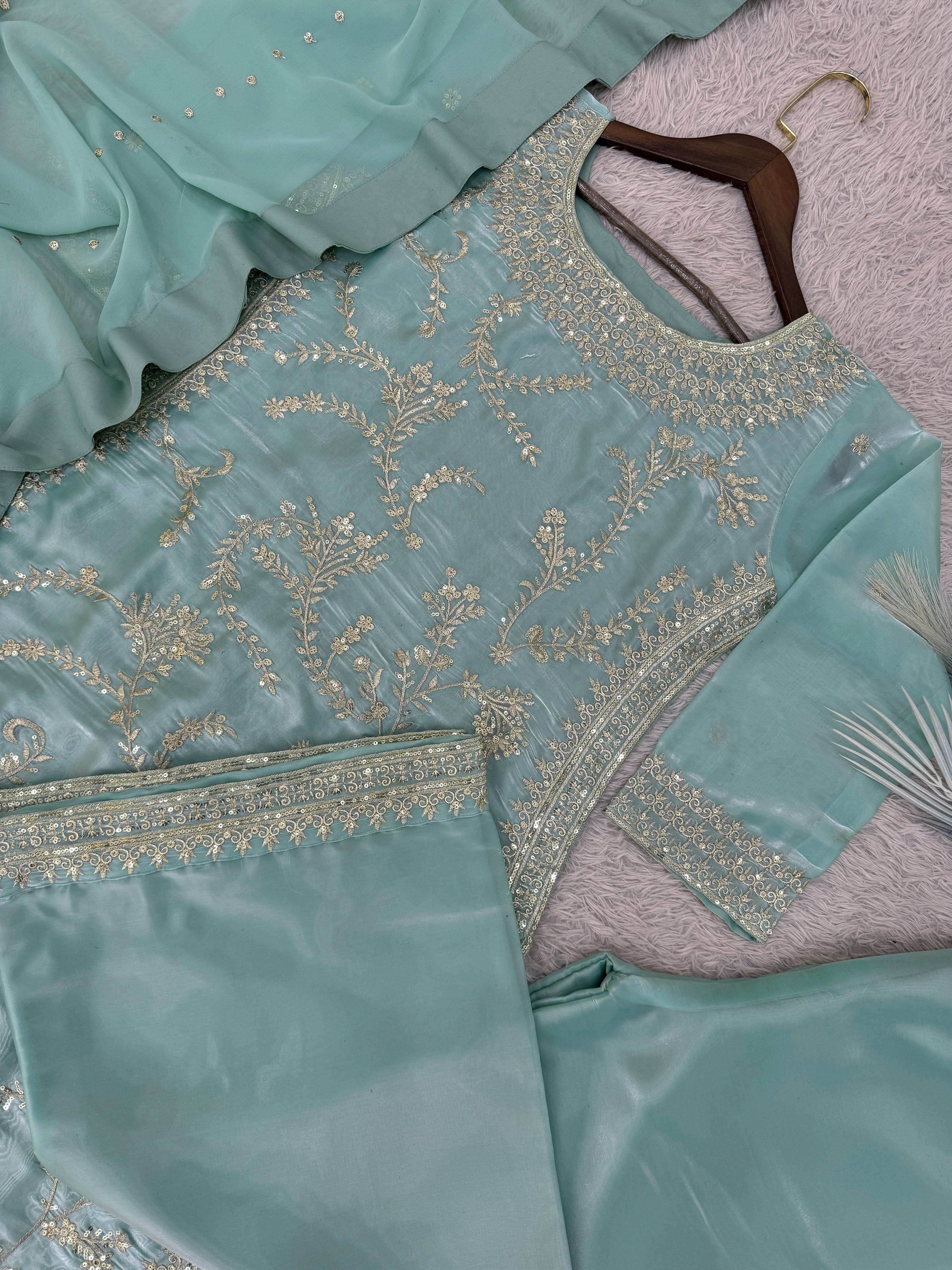 Fancy Embroidered Top-Plazzo Set with Dupatta Fancy Embroidered Top-Plazzo Set with Dupatta