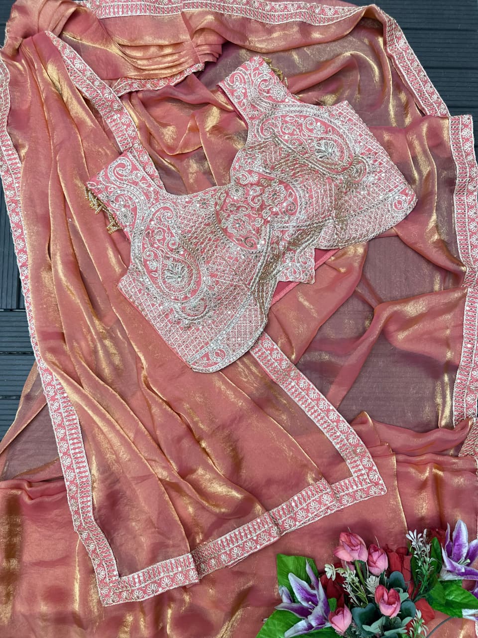 Ready to Wear Embroidery Sequence Work Saree with Blouse Ready to Wear Embroidery Sequence Work Saree with Blouse