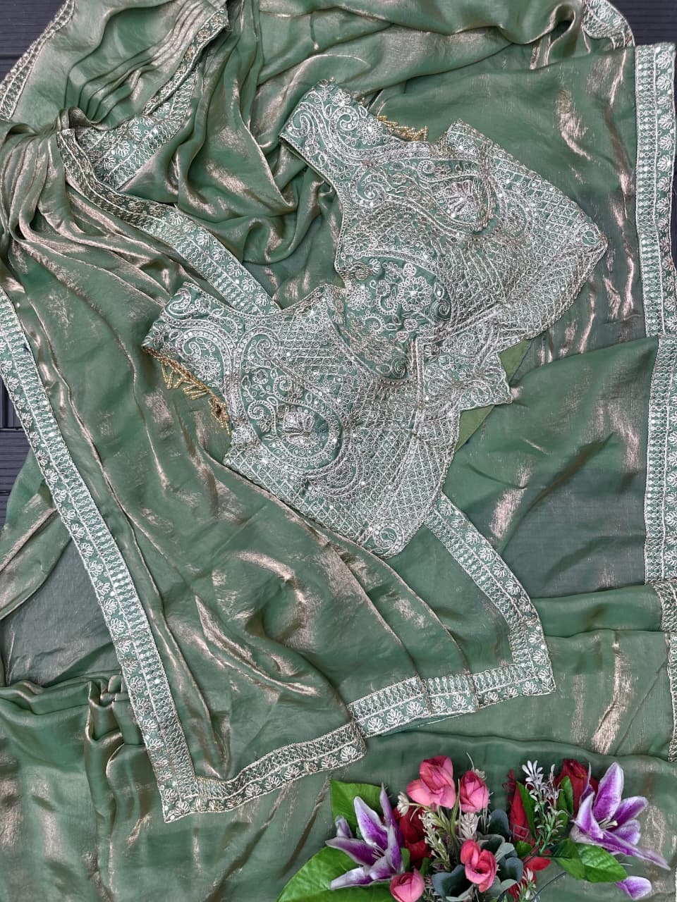 Ready to Wear Embroidery Sequence Work Saree with Blouse Ready to Wear Embroidery Sequence Work Saree with Blouse