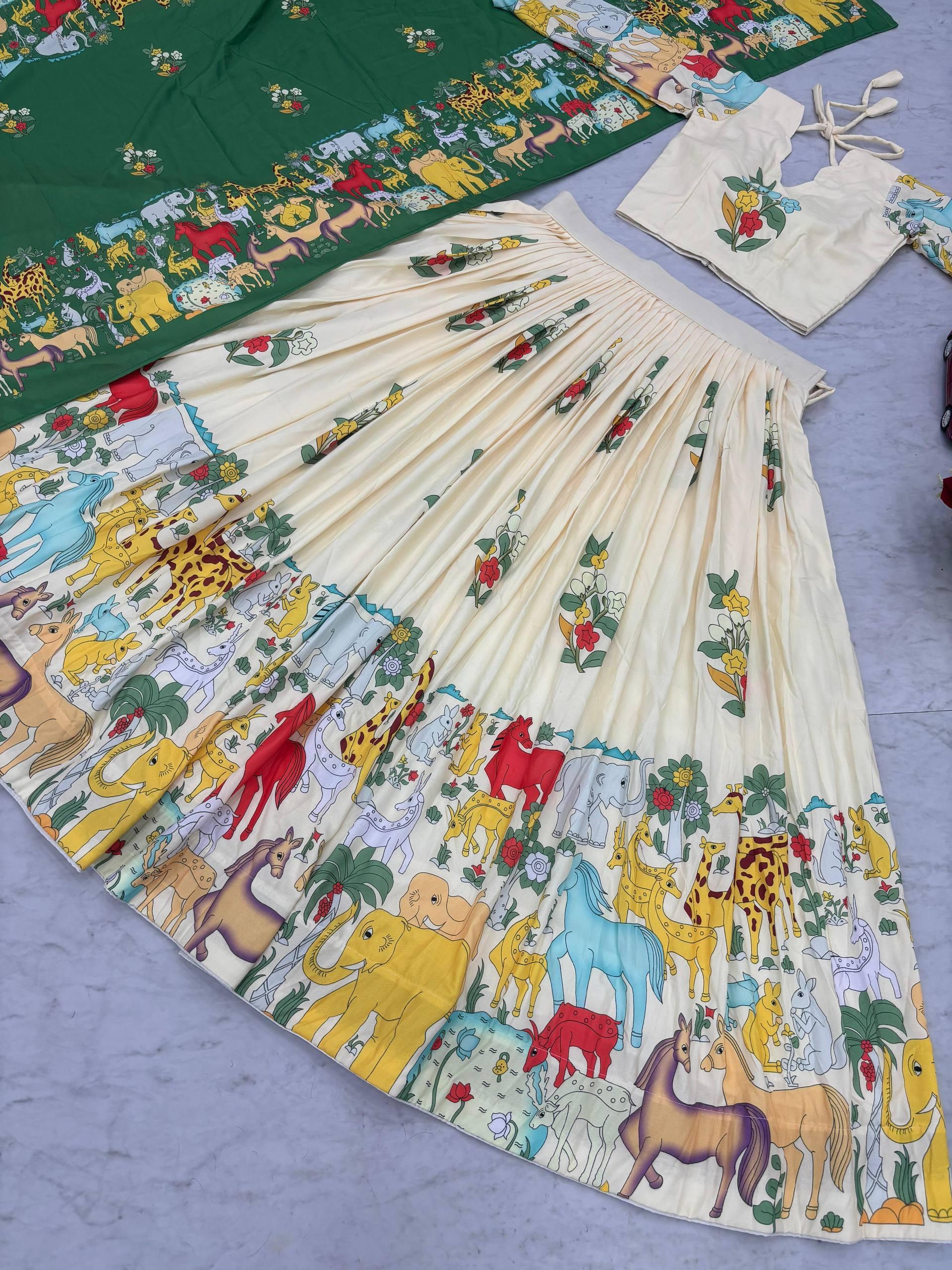 Kalamkari Cotton Lehenga Choli Set Kalamkari Cotton Lehenga Choli Set