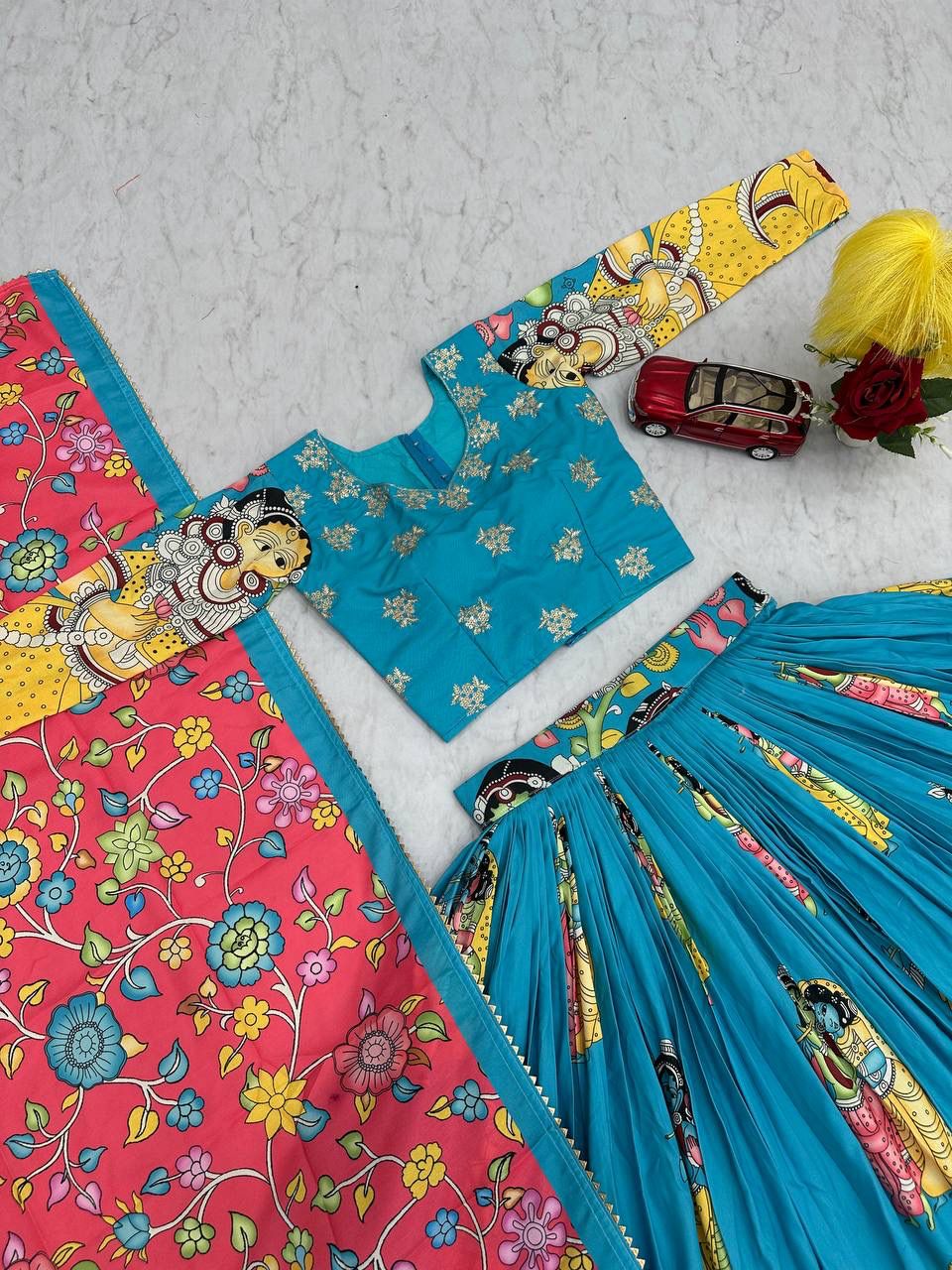 Kalamkari Print Lehenga Choli Set Kalamkari Print Lehenga Choli Set