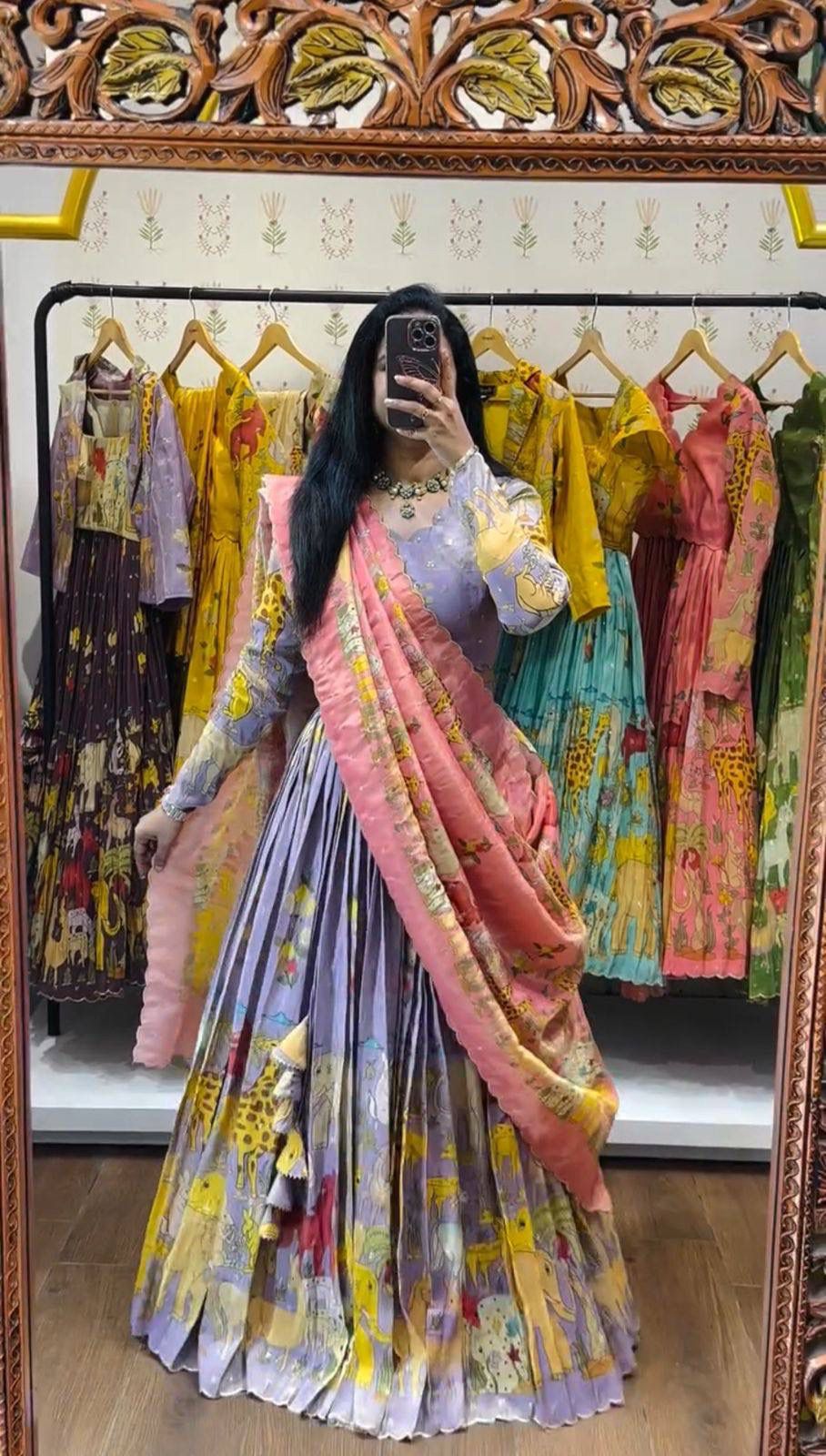 Kalamkari Cotton Lehenga Choli Set Kalamkari Cotton Lehenga Choli Set