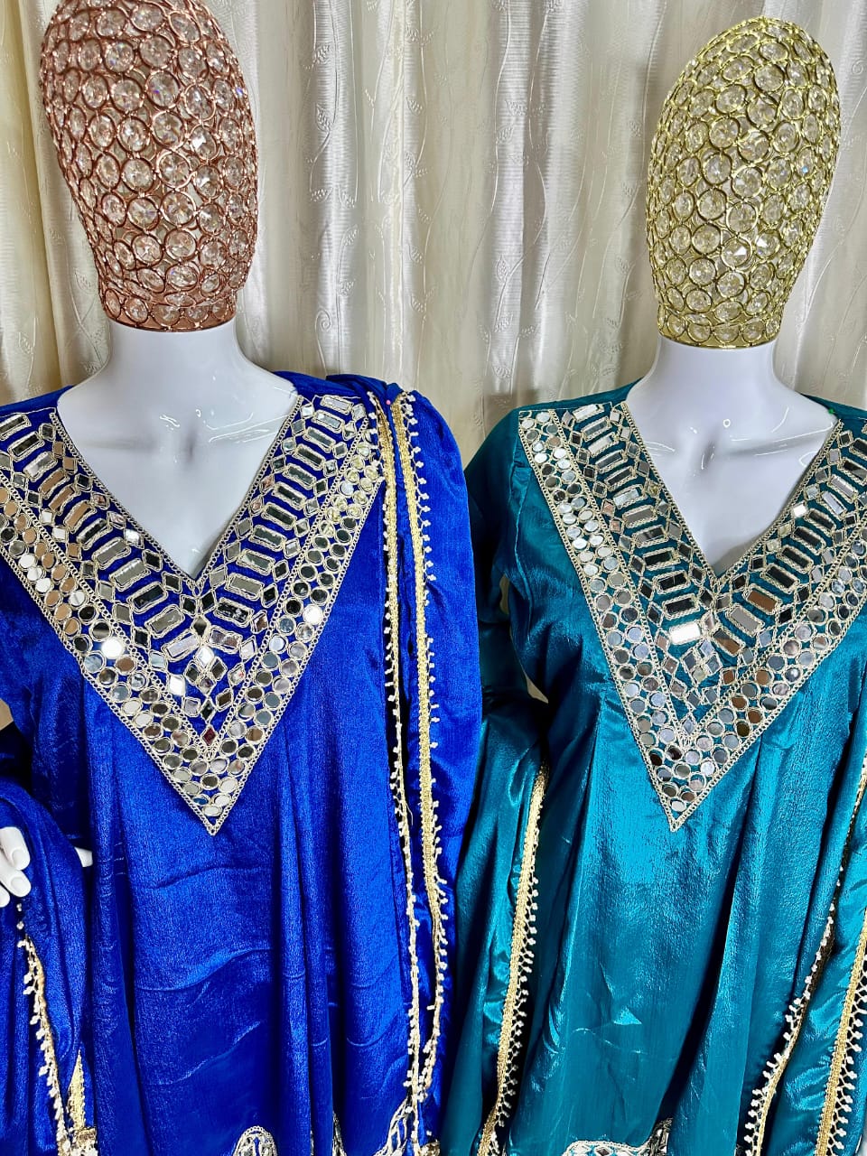 Designer Chinon Silk Peplum Dress with Gharara & Dupatta Designer Chinon Silk Peplum Dress with Gharara & Dupatta