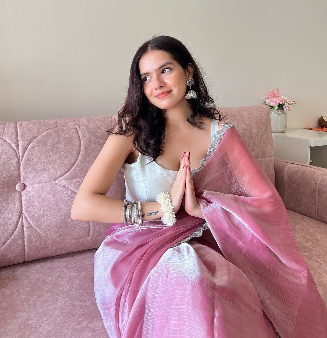 Bollywood Trending Jimmy Choo Saree with Embroidered Blouse Bollywood Trending Jimmy Choo Saree with Embroidered Blouse