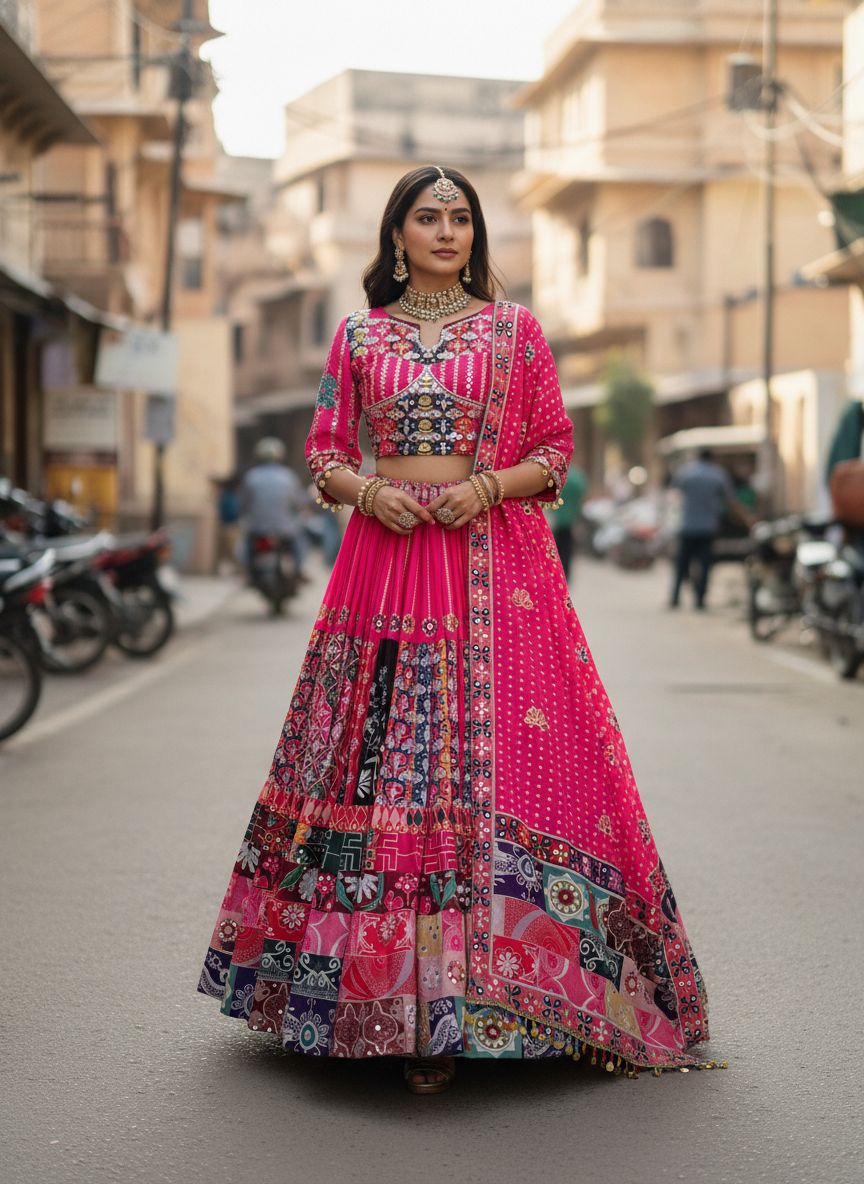 Navratri Special Muslin Cotton Chaniya Choli with Real Mirror Work Navratri Special Muslin Cotton Chaniya Choli with Real Mirror Work