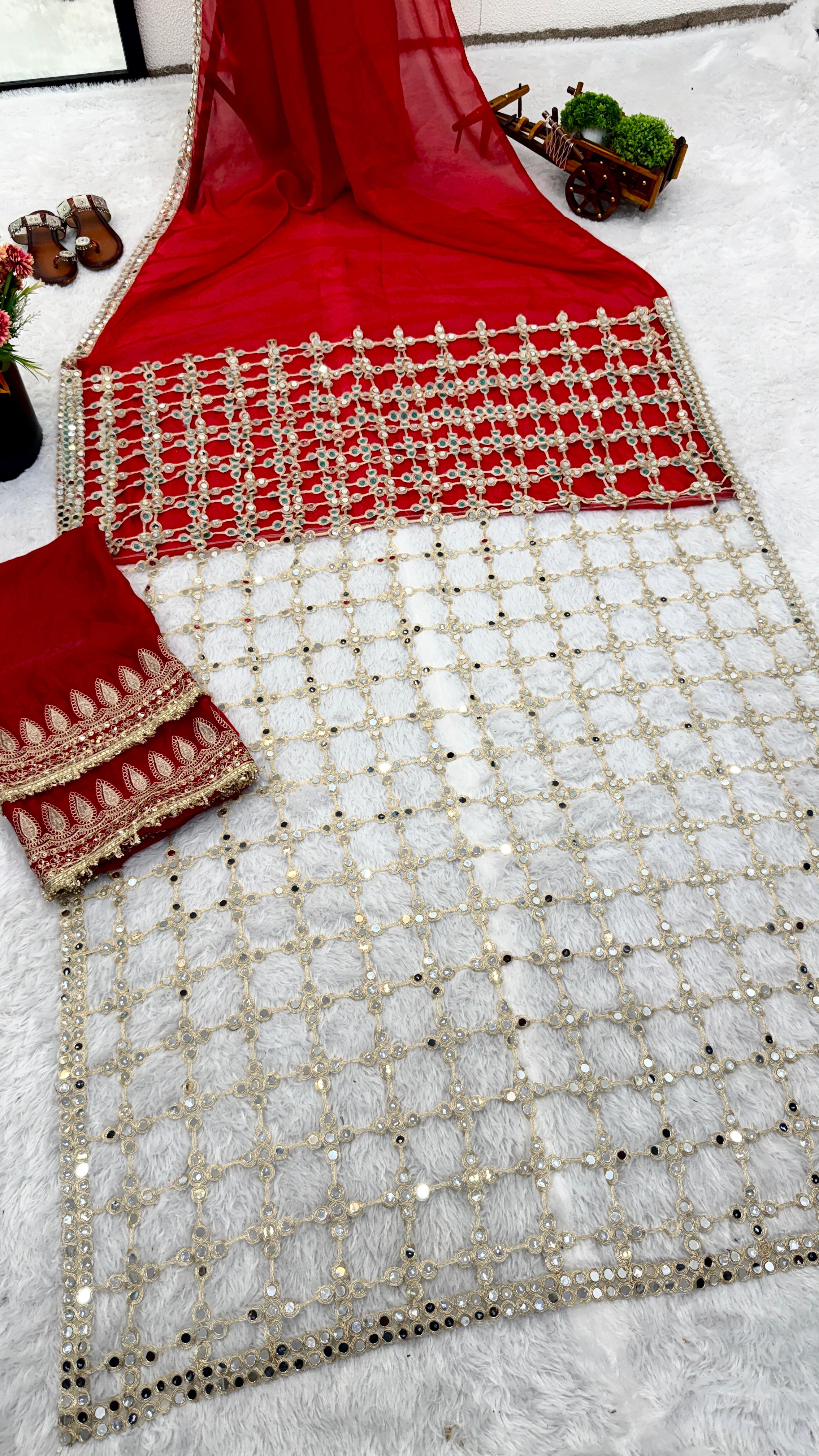 Designer Fendy Silk Saree with Real Mirror Work Designer Fendy Silk Saree with Real Mirror Work