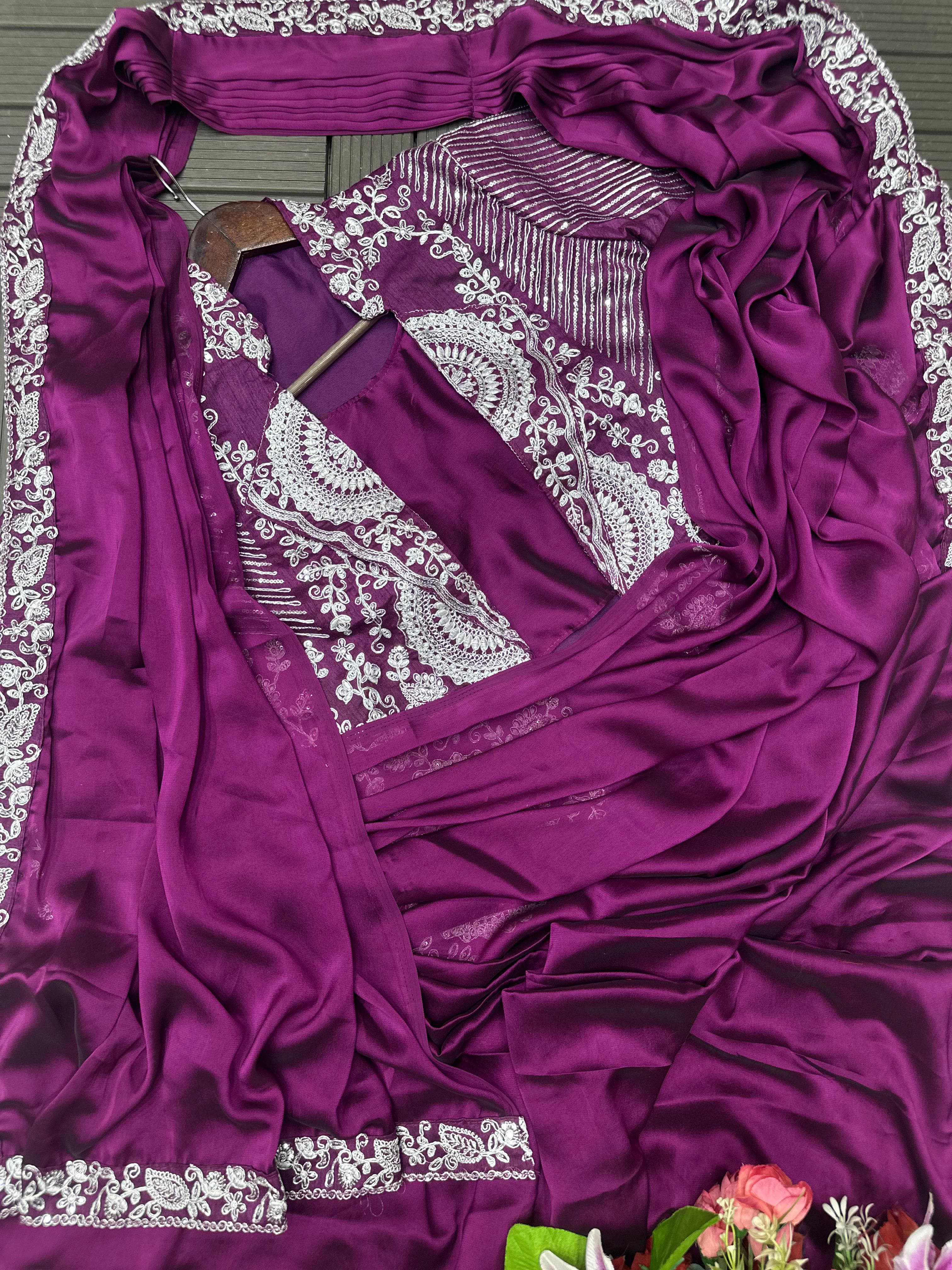 Ready to Wear Embroidery Sequence Saree with Full Koti Jacket Ready to Wear Embroidery Sequence Saree with Full Koti Jacket